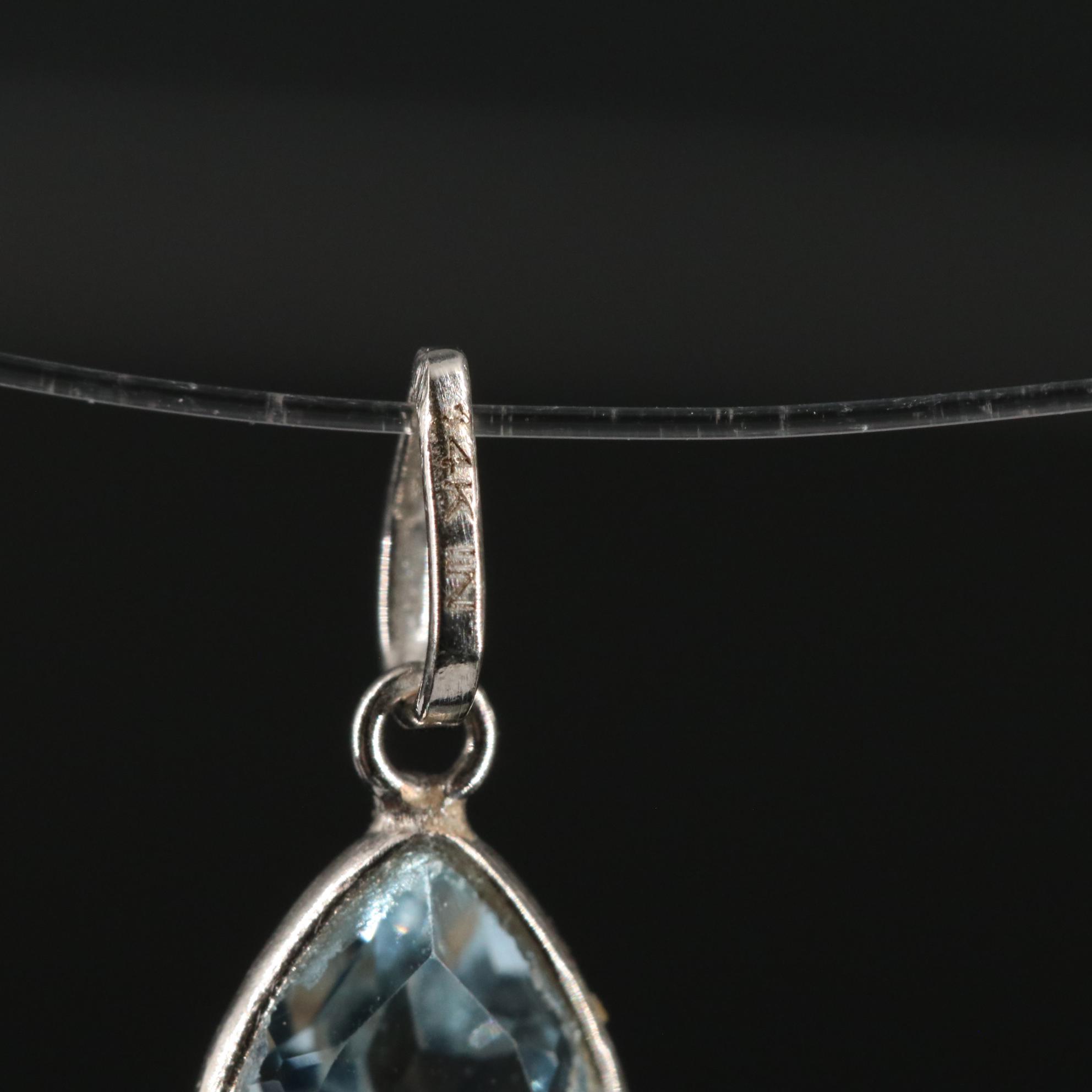 14K Blue Topaz Pendant