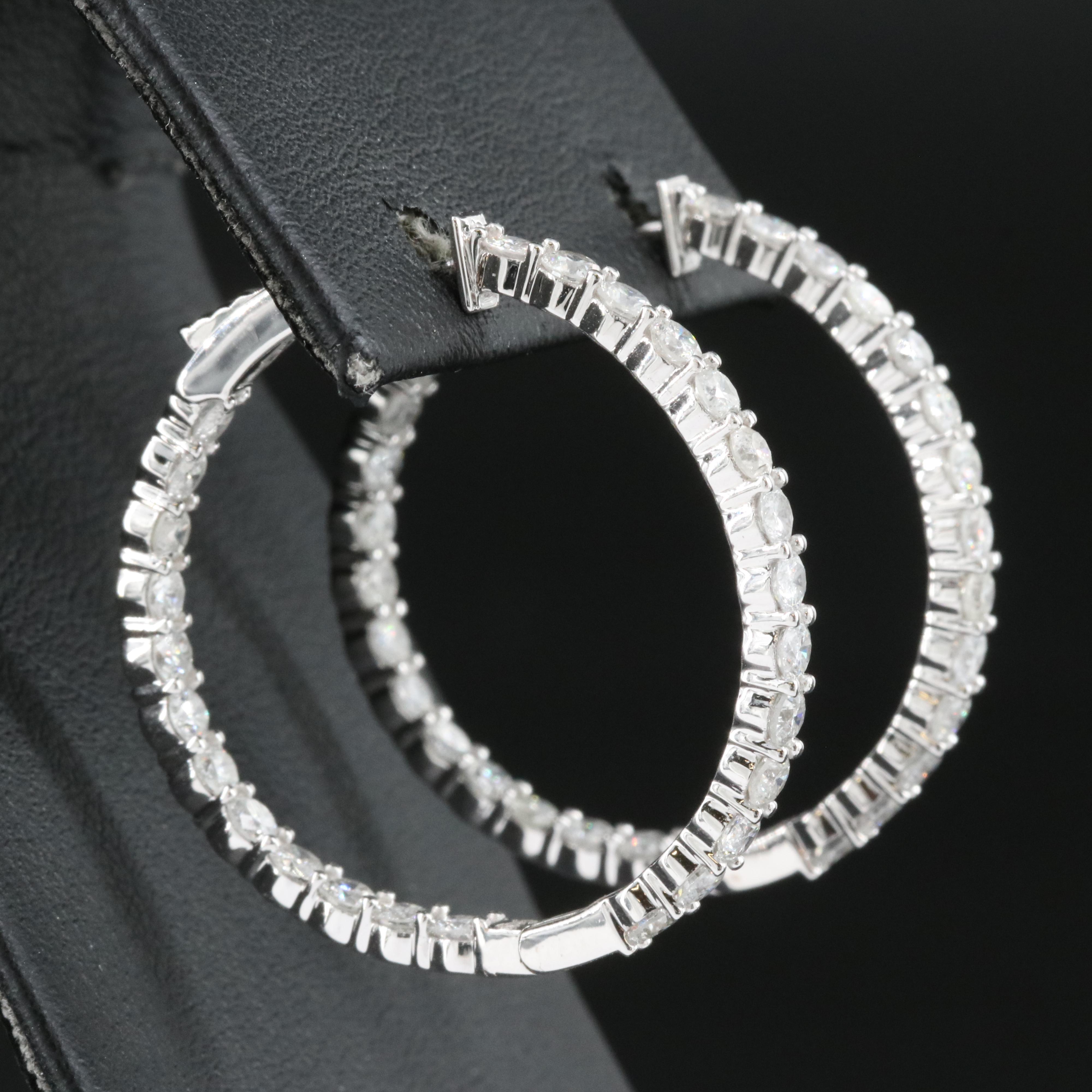 14K 3.20 CTW Diamond Inside-Out Hoop Earrings