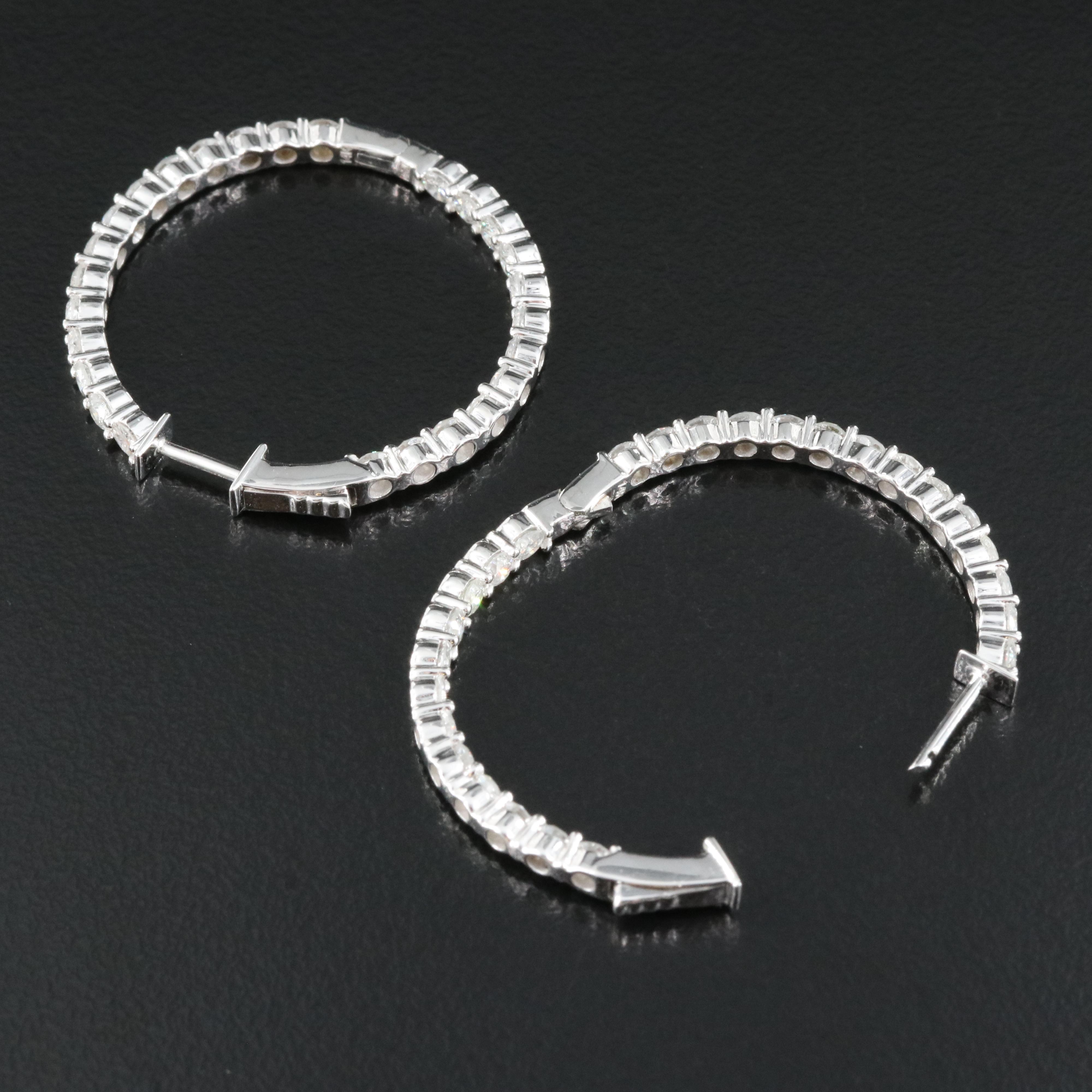 14K 3.20 CTW Diamond Inside-Out Hoop Earrings