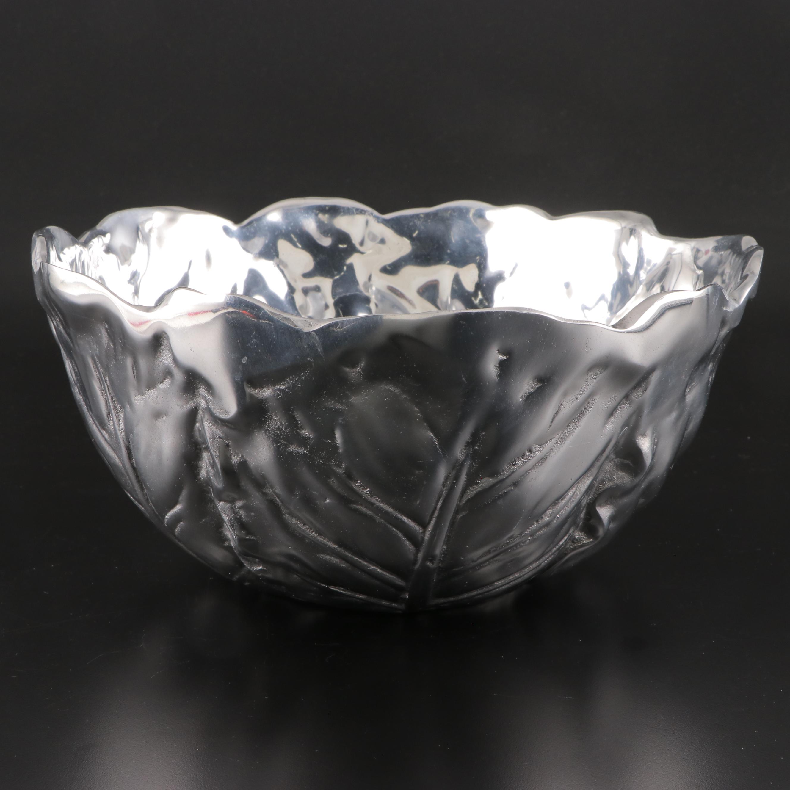 Hacienda Real Pewter Cabbage Bowl and Pottery Barn Serving Bowl