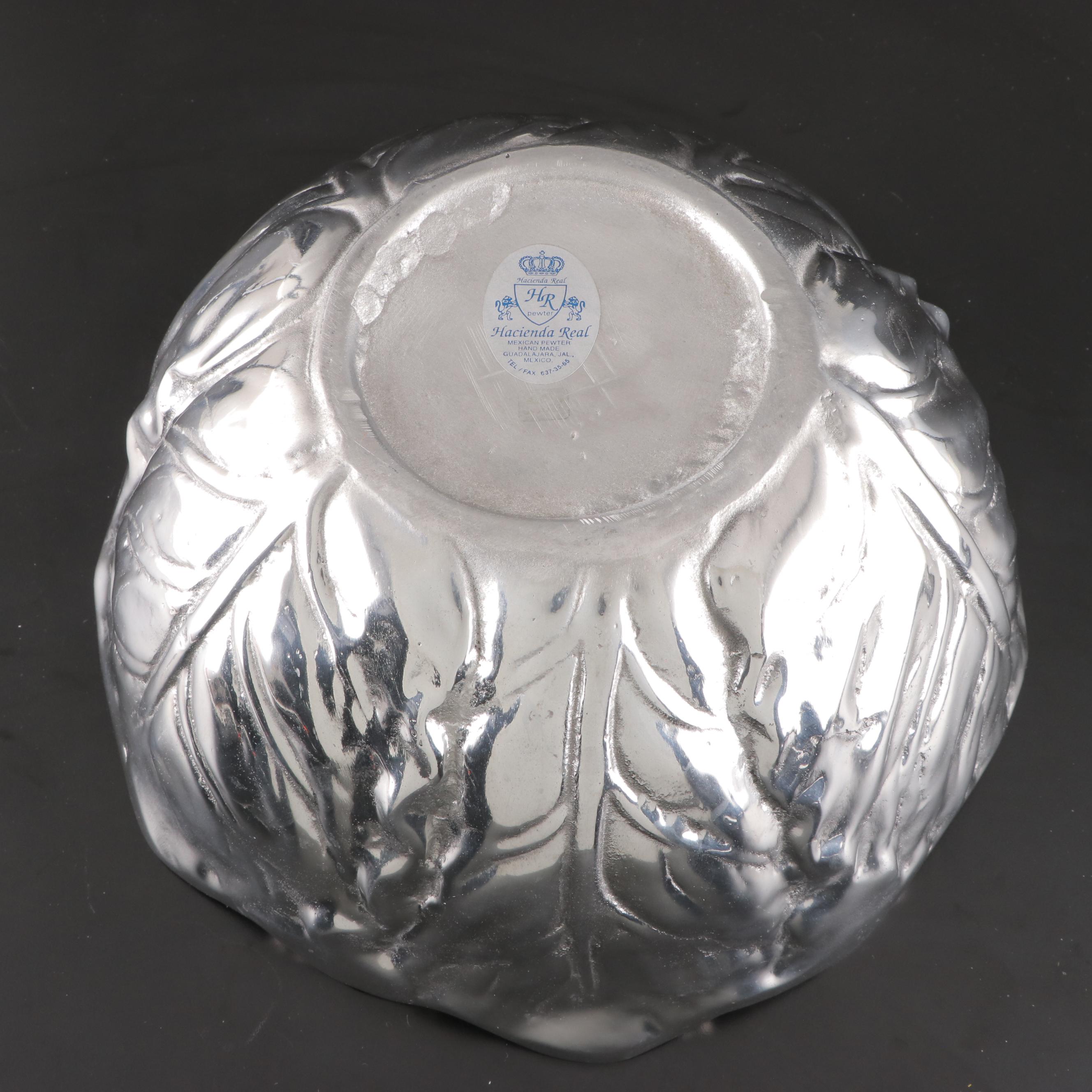 Hacienda Real Pewter Cabbage Bowl and Pottery Barn Serving Bowl