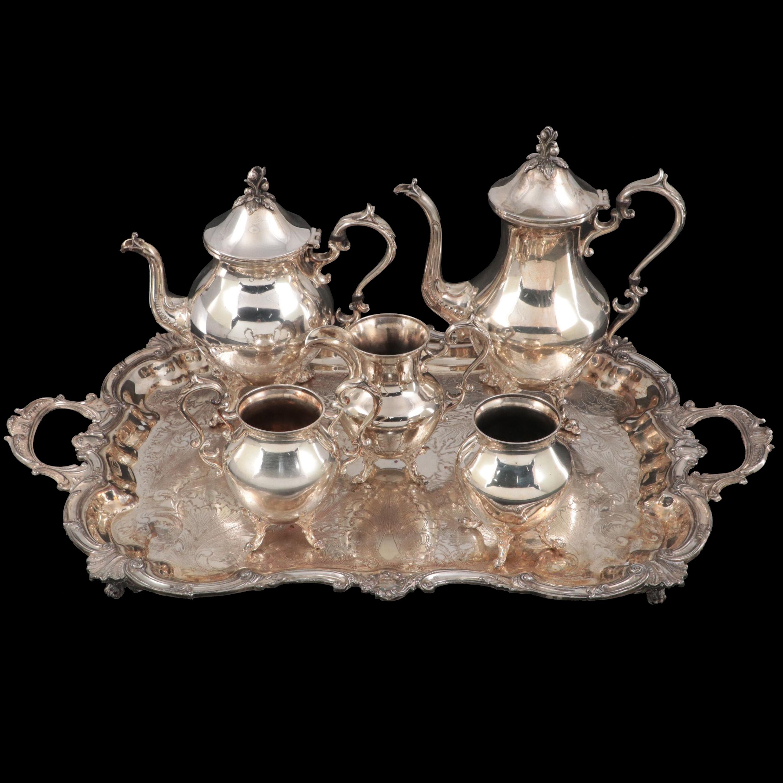 Birmingham Silver Company Silver Plate Tea Service, Mid to Late 20th Century
