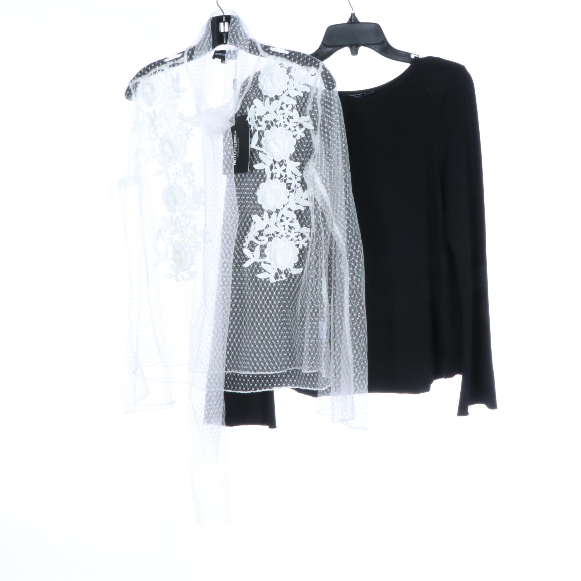 Style Mafia Locka Tops, Generation Love Sweater, and PrettyLittleThing Lace Top