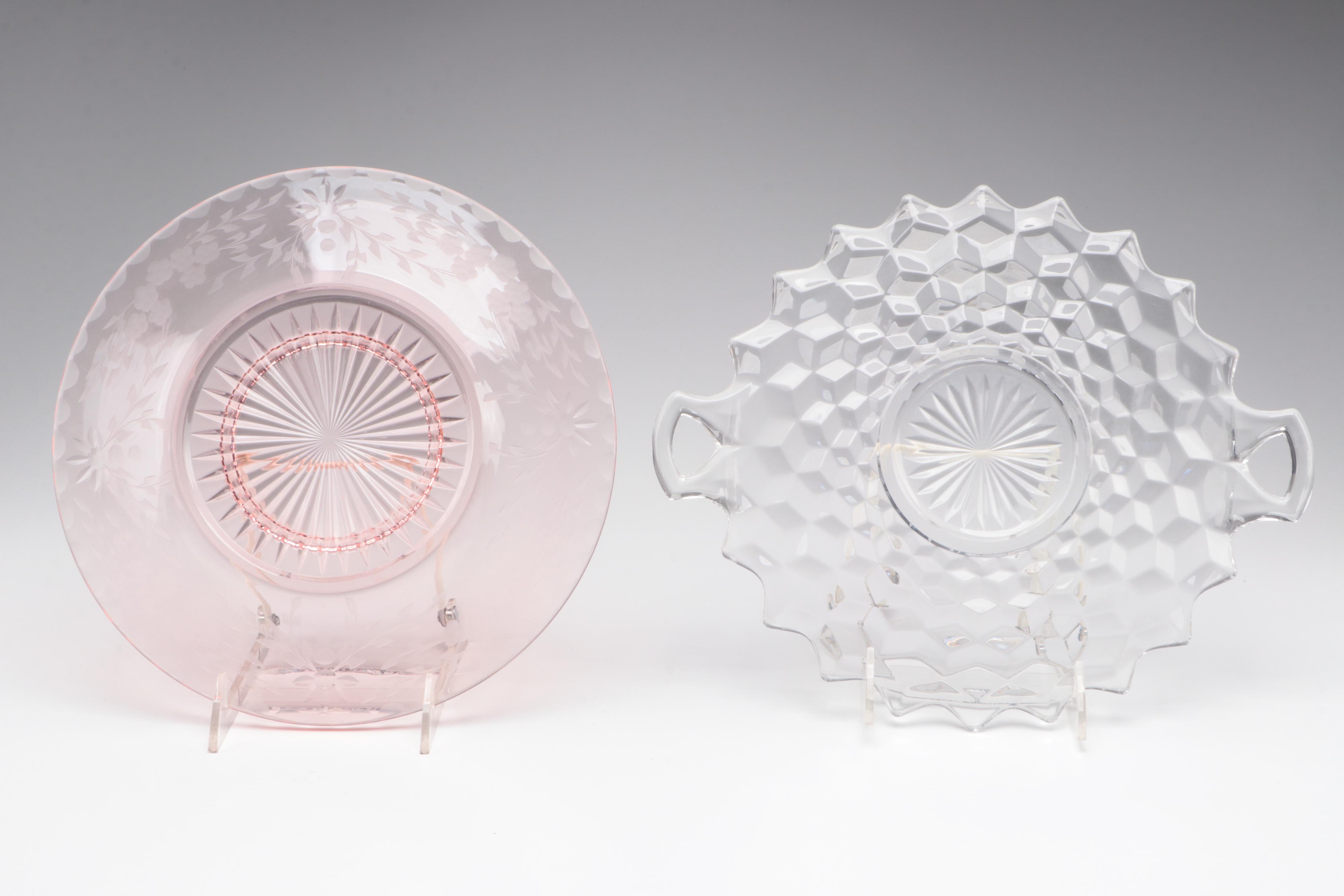 Fostoria "American" Pink and Clear with Other Depression Glass Tableware