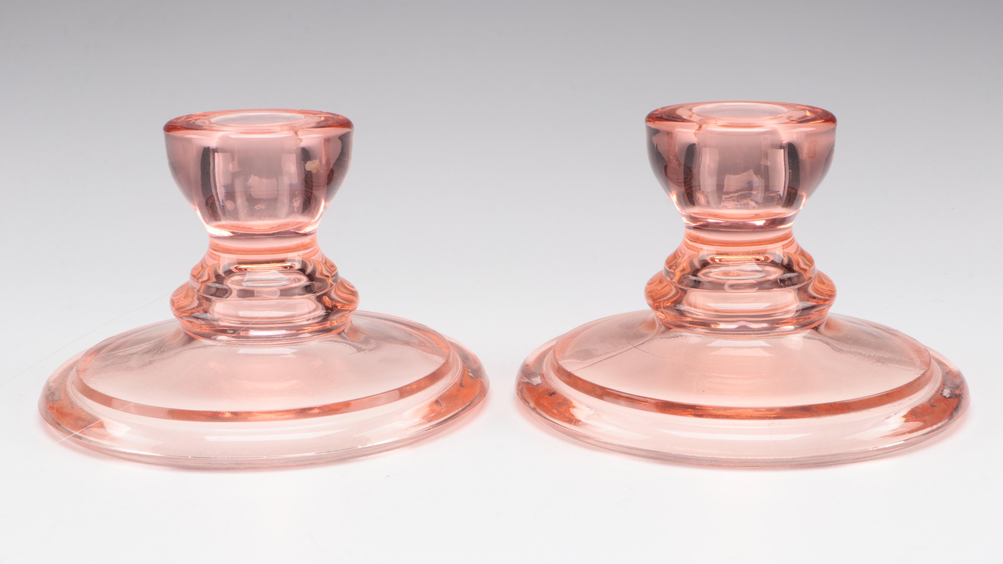 Fostoria "American" Pink and Clear with Other Depression Glass Tableware