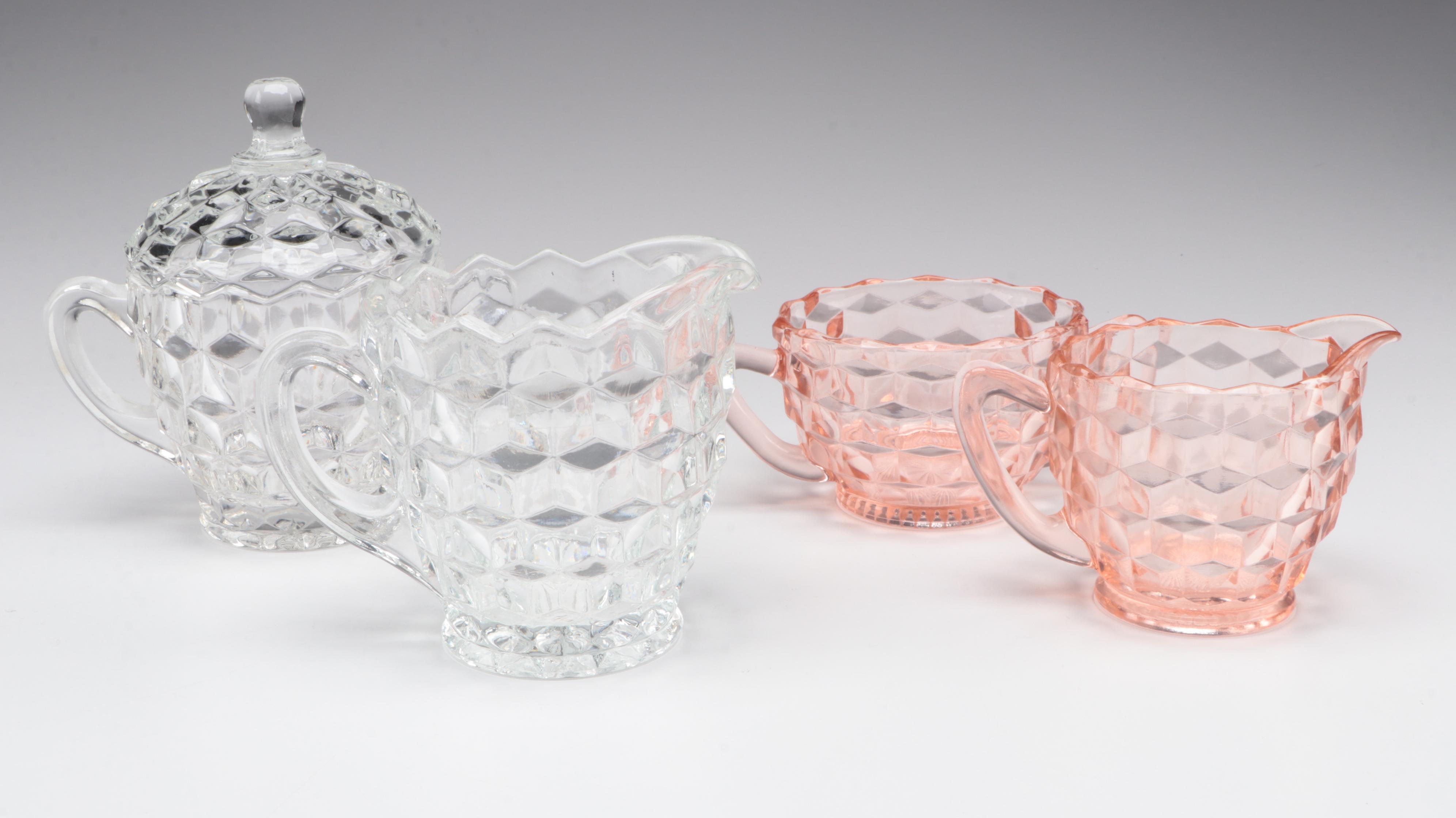 Fostoria "American" Pink and Clear with Other Depression Glass Tableware