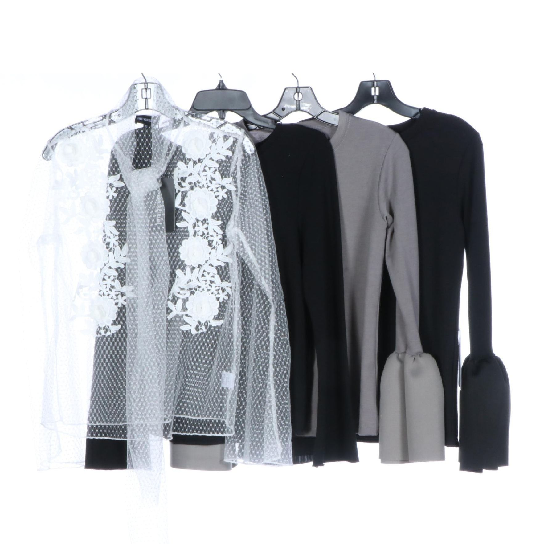 Style Mafia Locka Tops, Generation Love Sweater, and PrettyLittleThing Lace Top