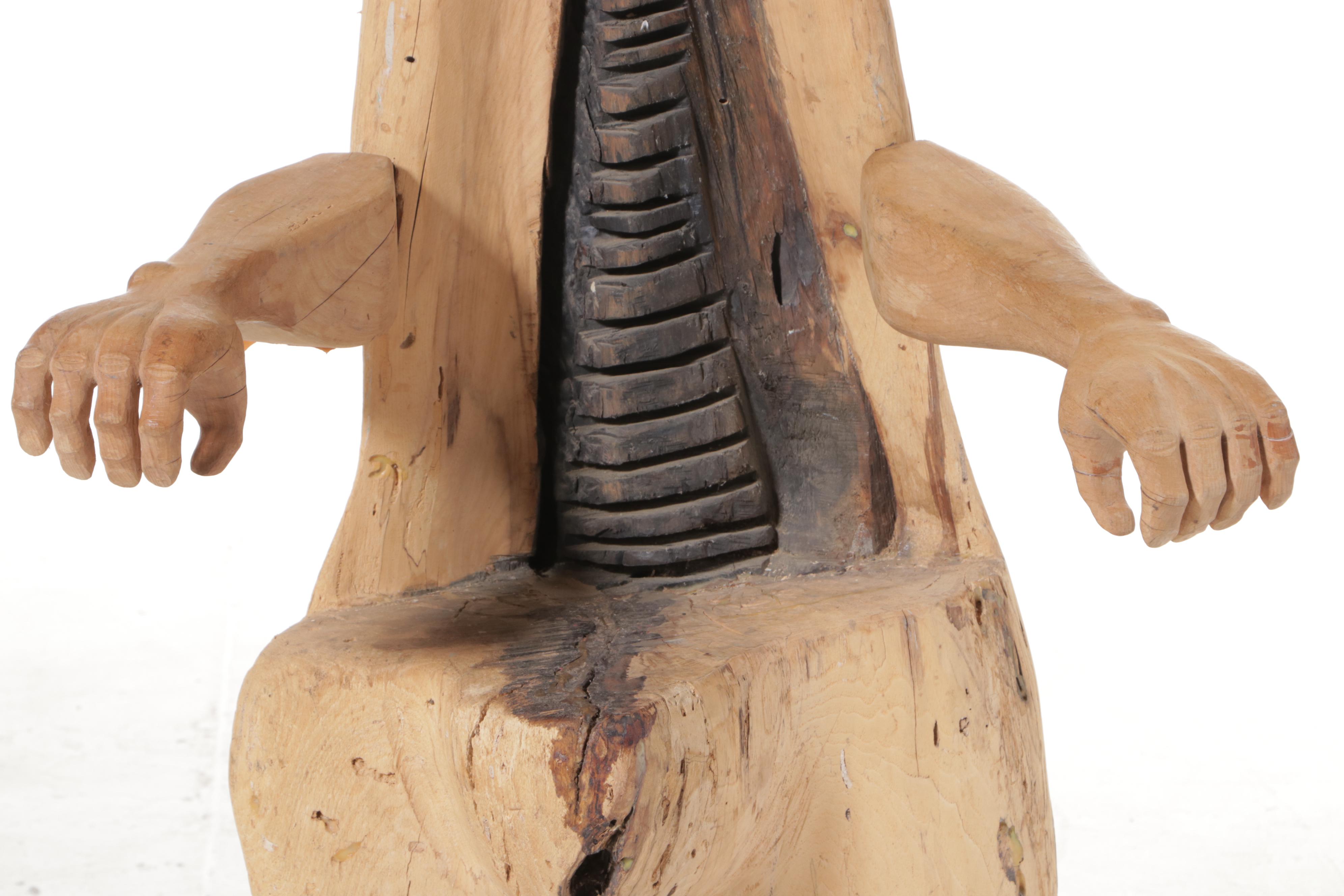 Anthropomorphic Carved Log "Arm" Chair