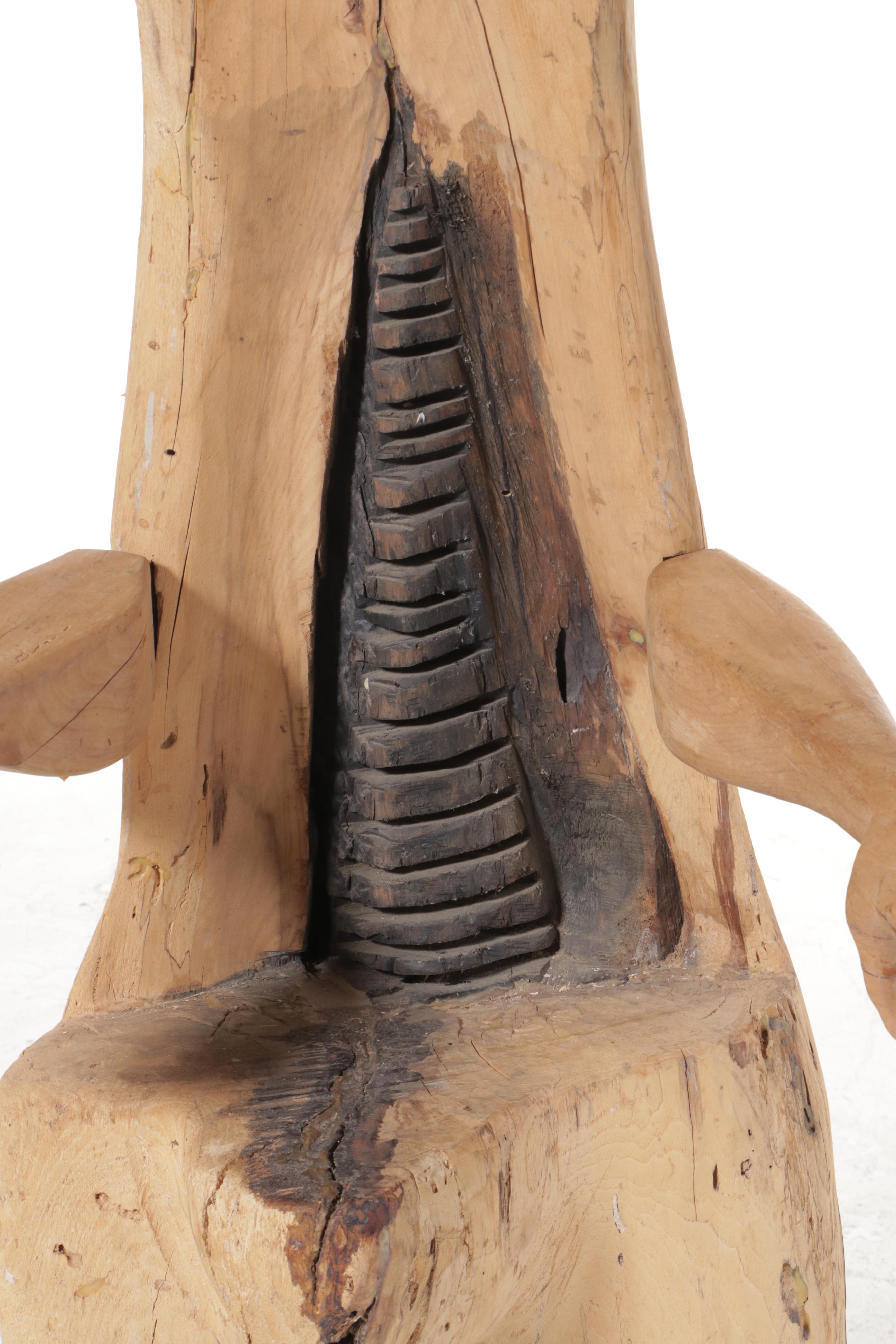 Anthropomorphic Carved Log "Arm" Chair
