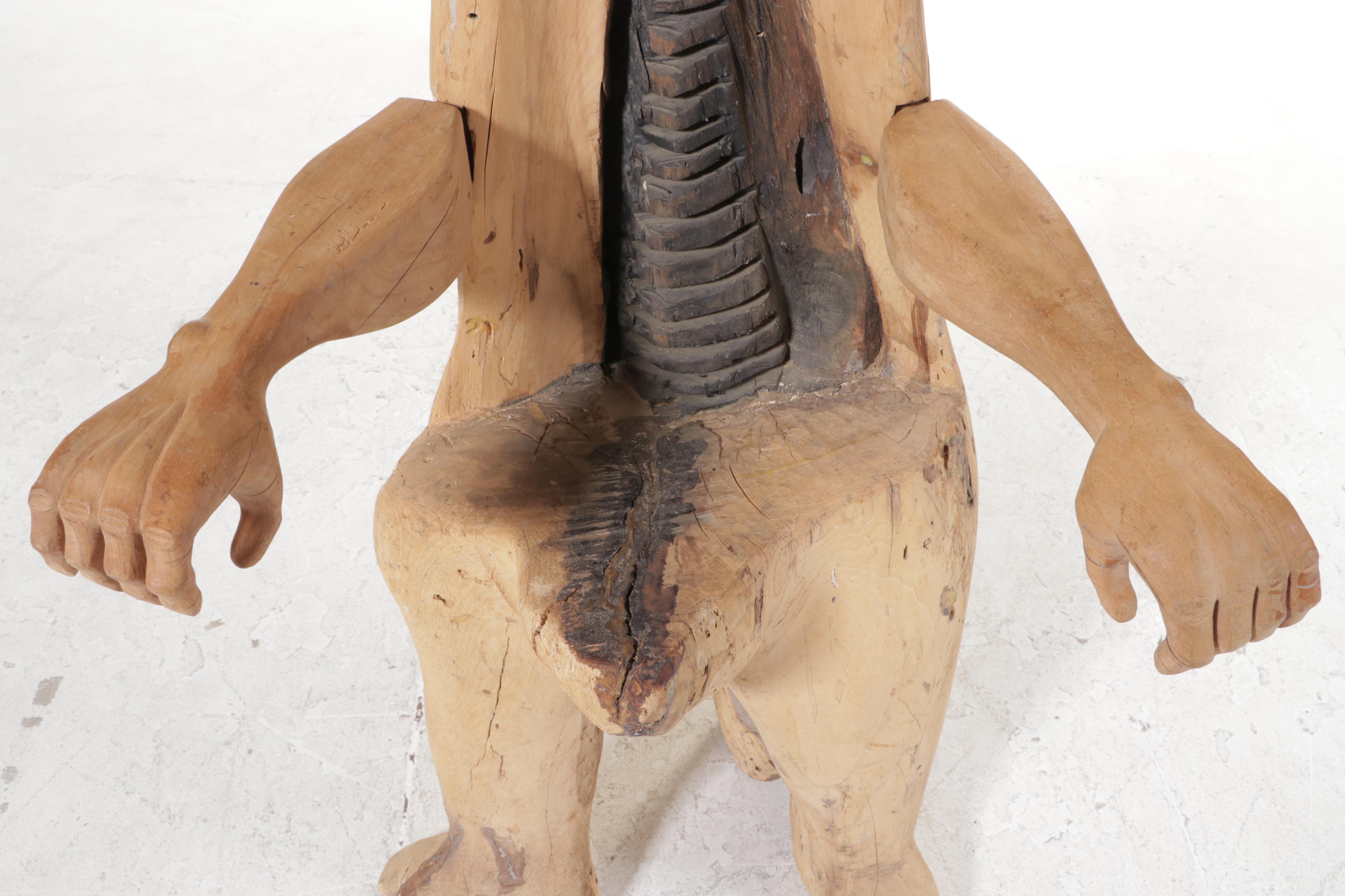 Anthropomorphic Carved Log "Arm" Chair