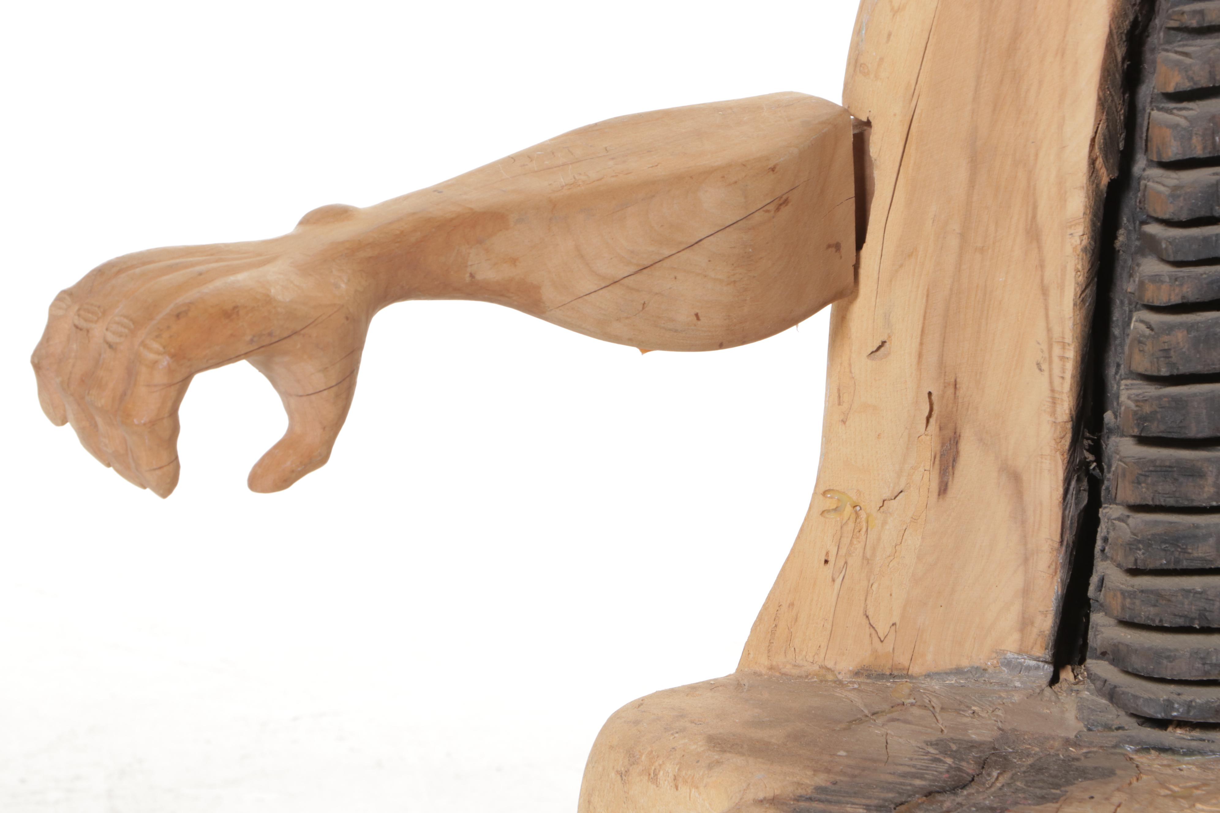 Anthropomorphic Carved Log "Arm" Chair