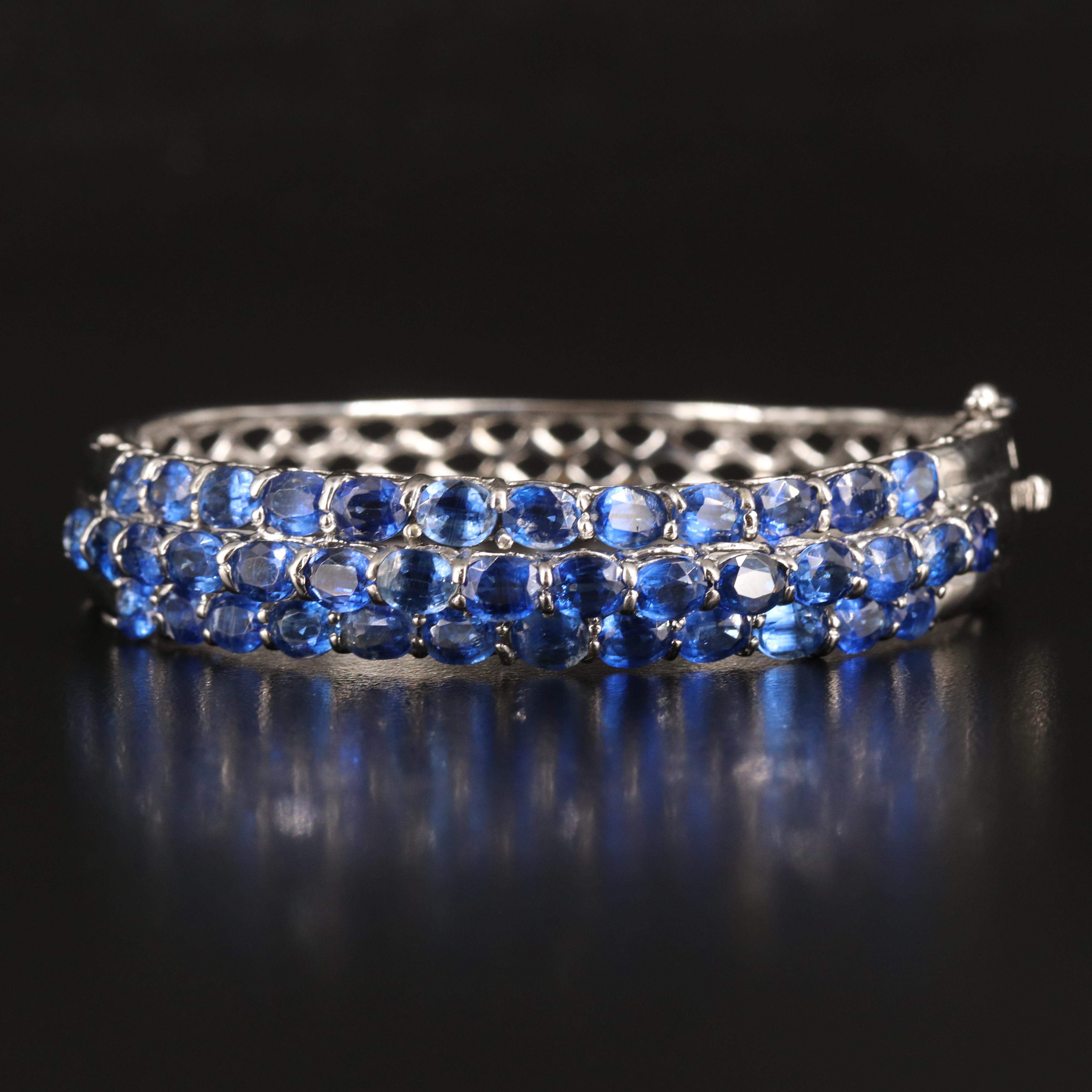 Sterling Kyanite Hinged Bangle