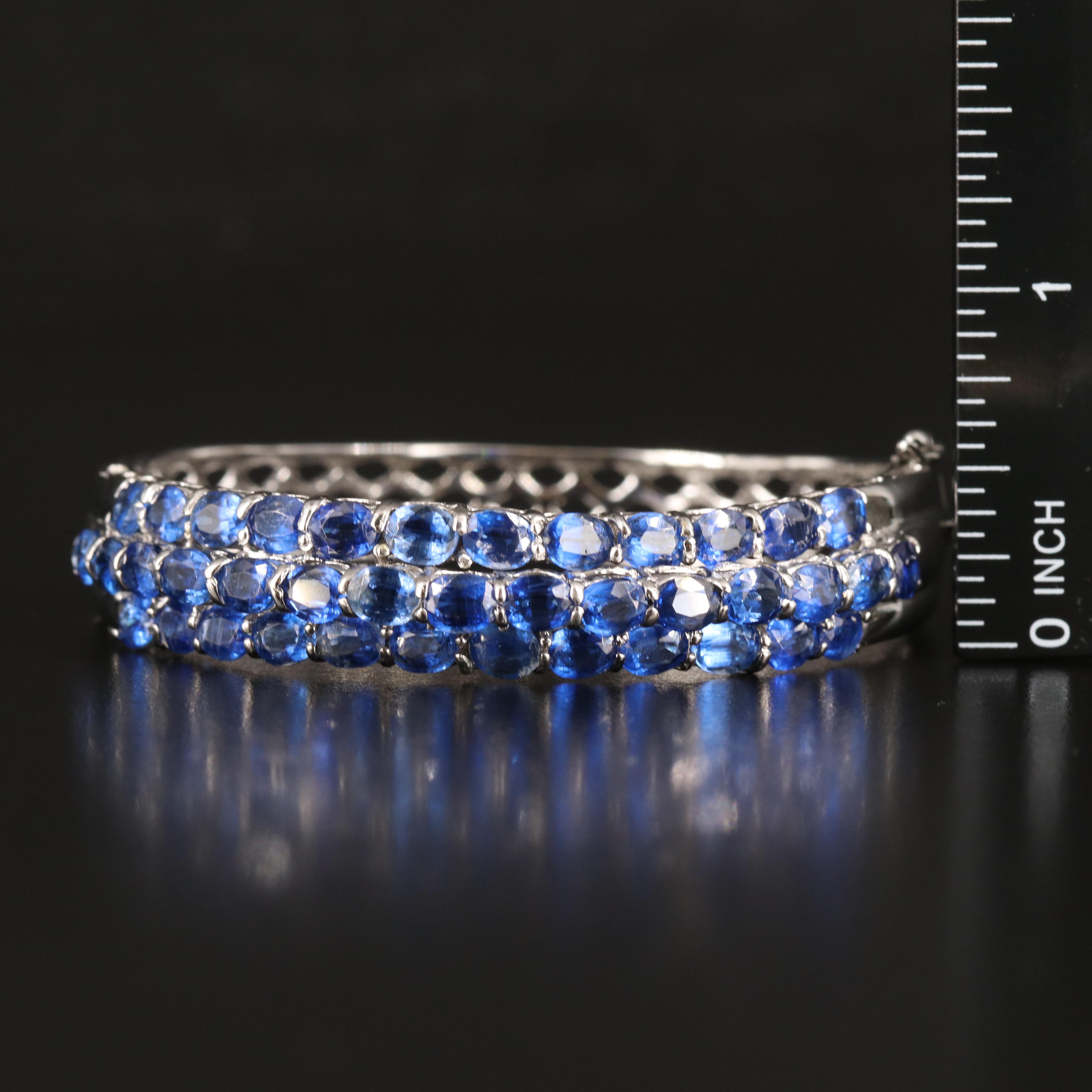 Sterling Kyanite Hinged Bangle