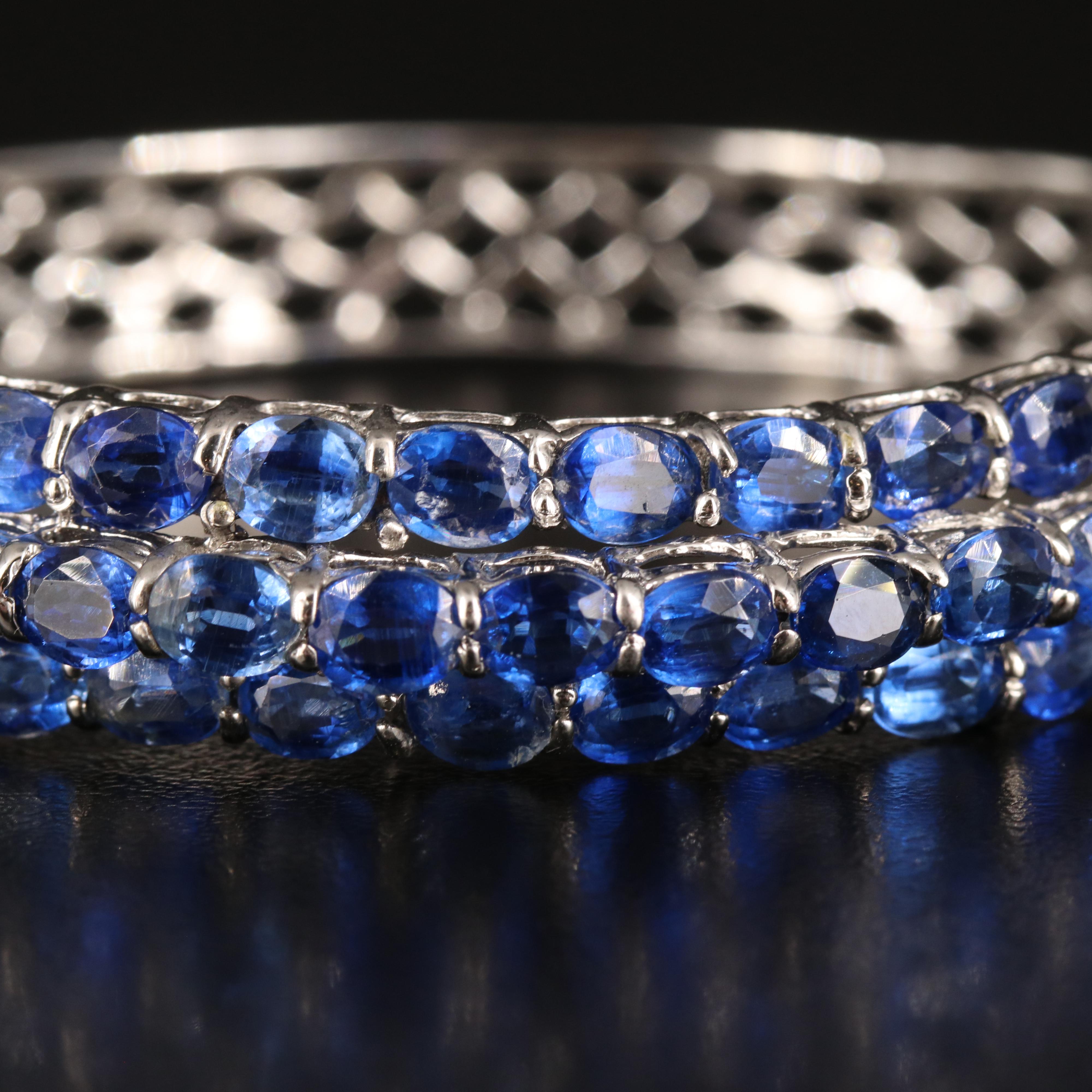 Sterling Kyanite Hinged Bangle