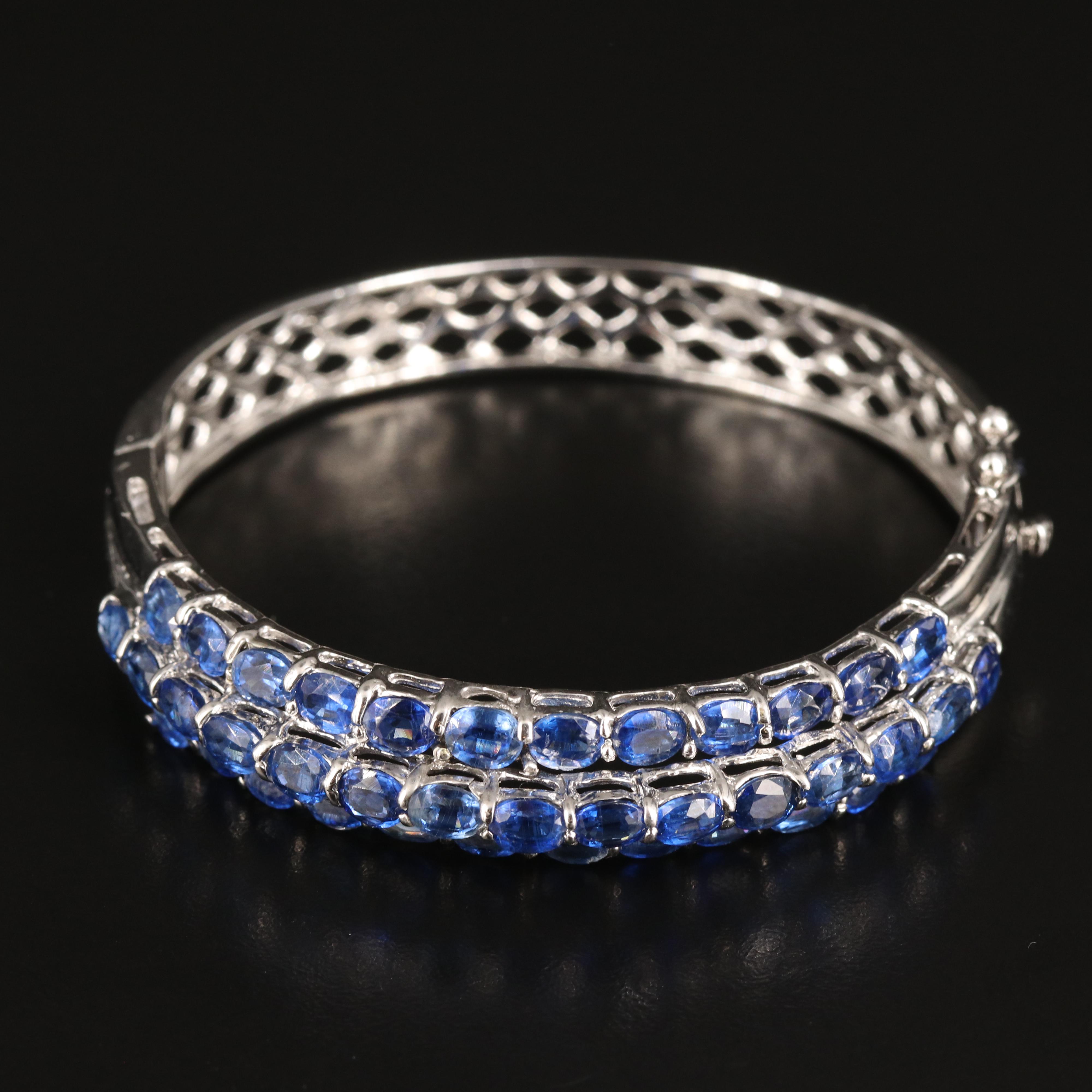 Sterling Kyanite Hinged Bangle