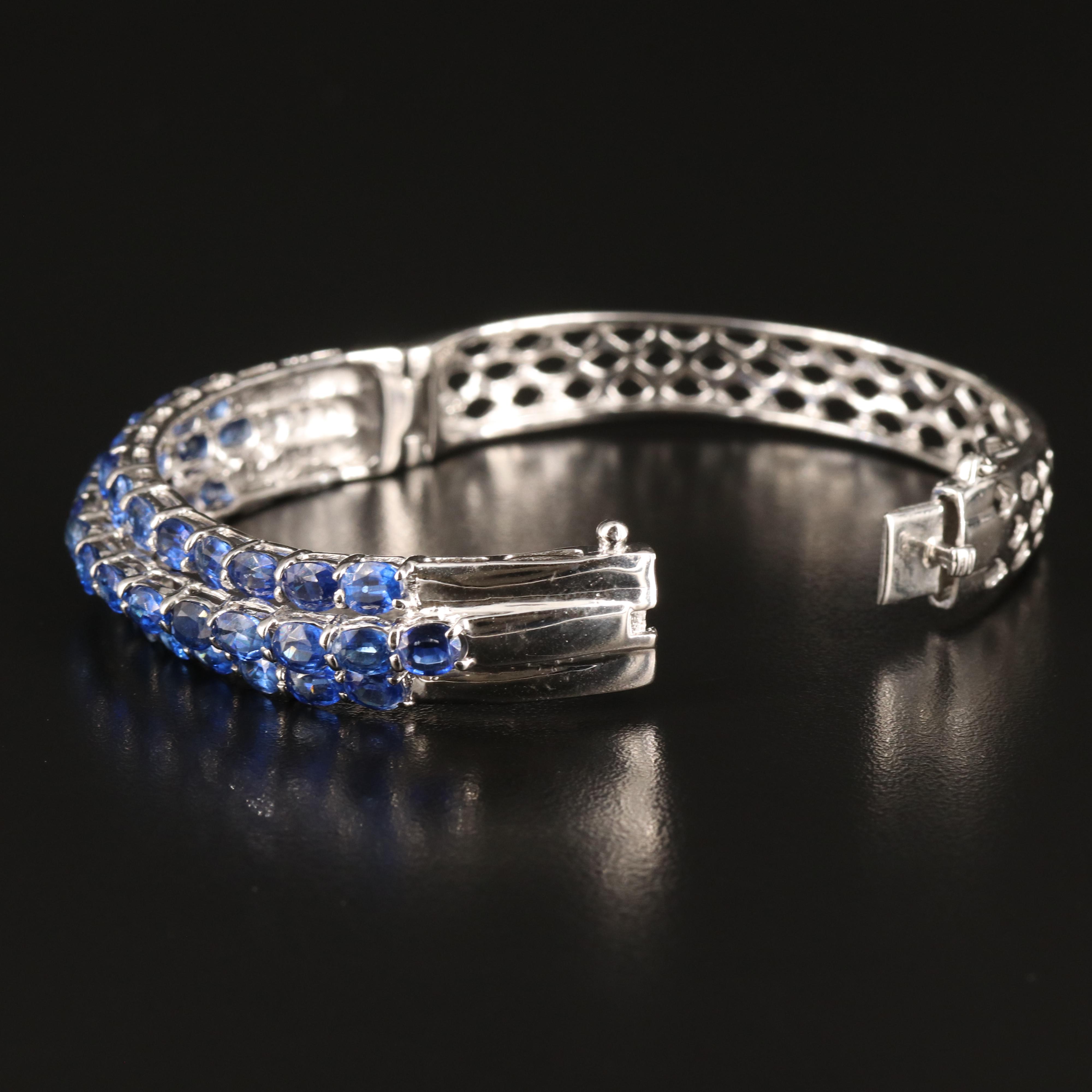 Sterling Kyanite Hinged Bangle