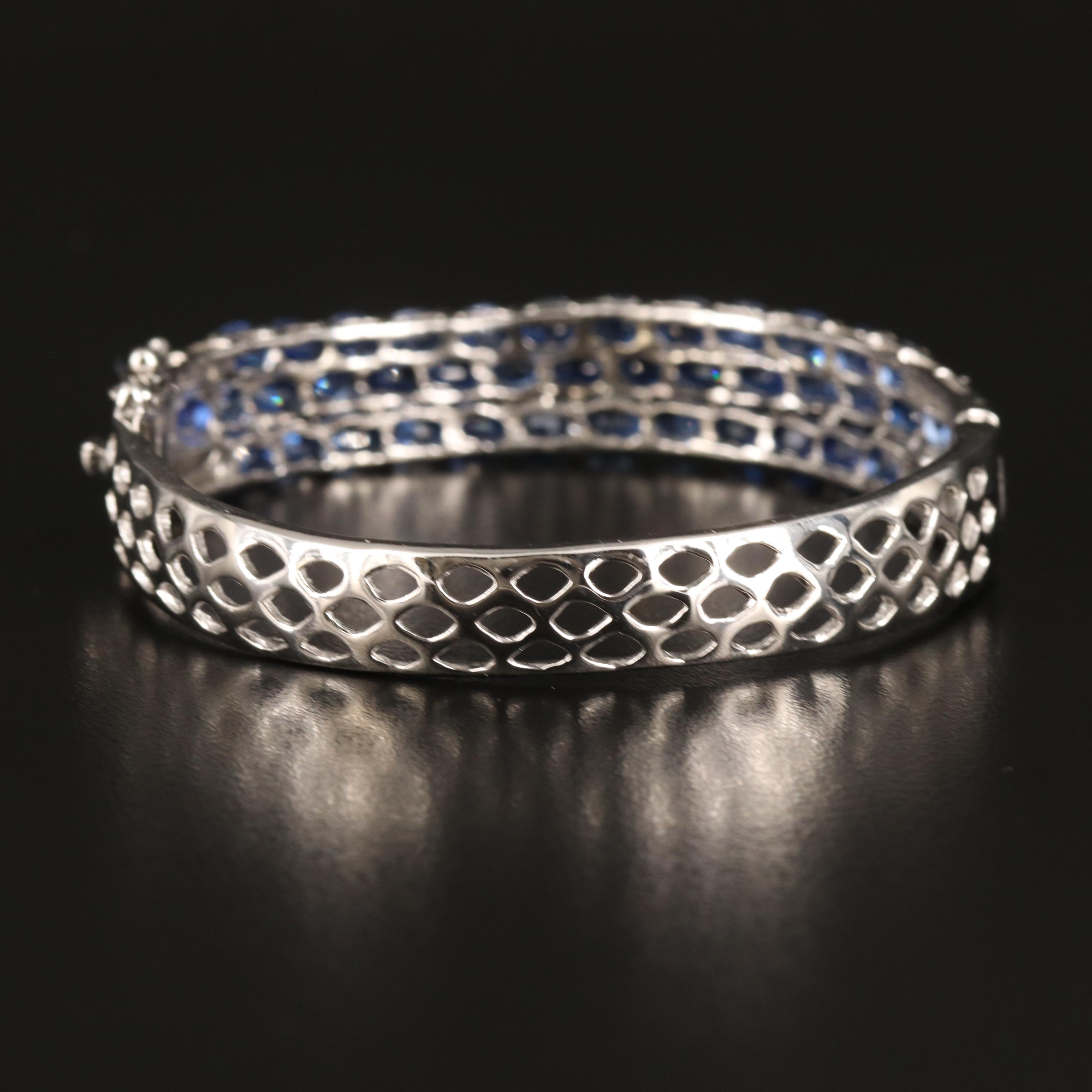 Sterling Kyanite Hinged Bangle