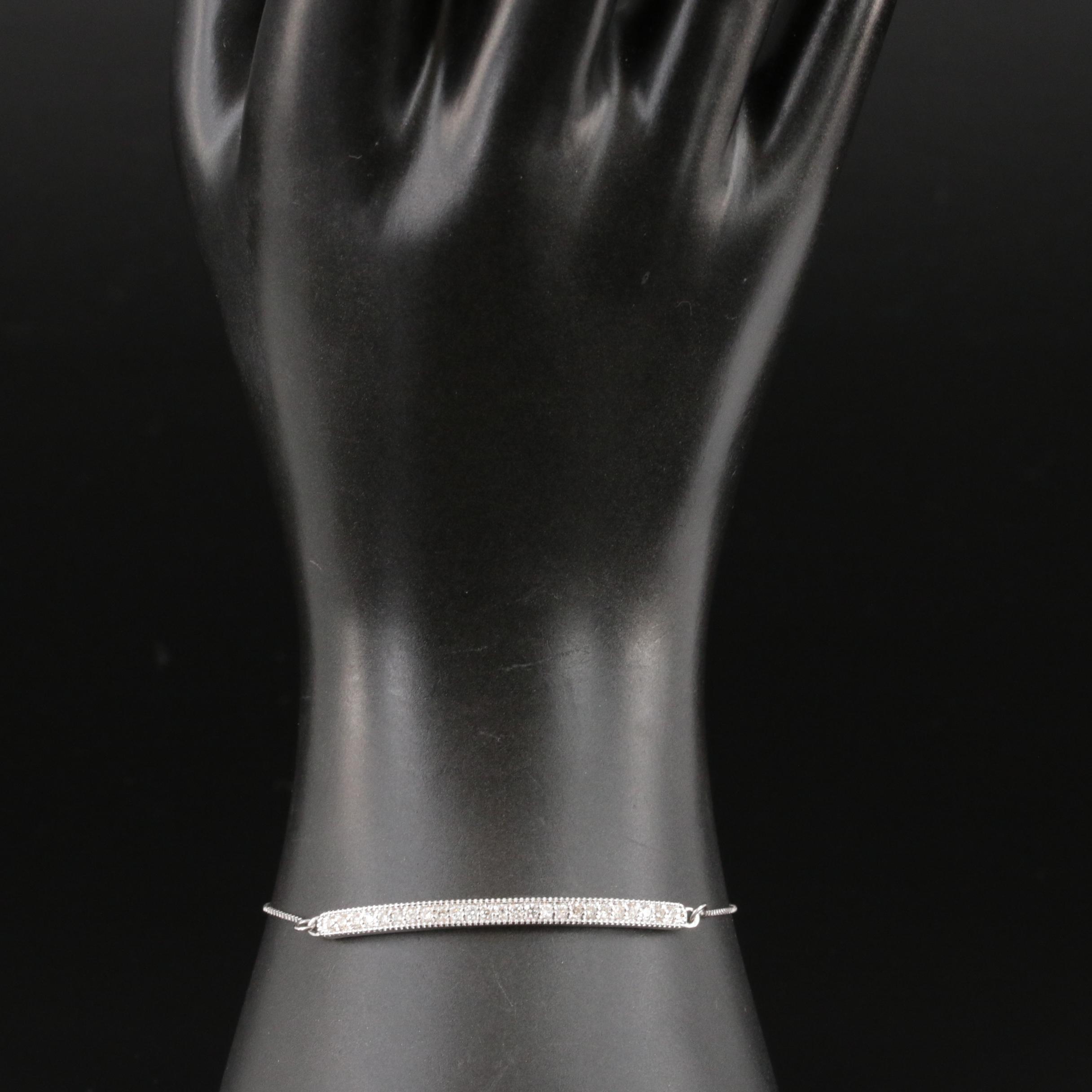 14K 0.50 CTW Diamond Bar Bolo Bracelet