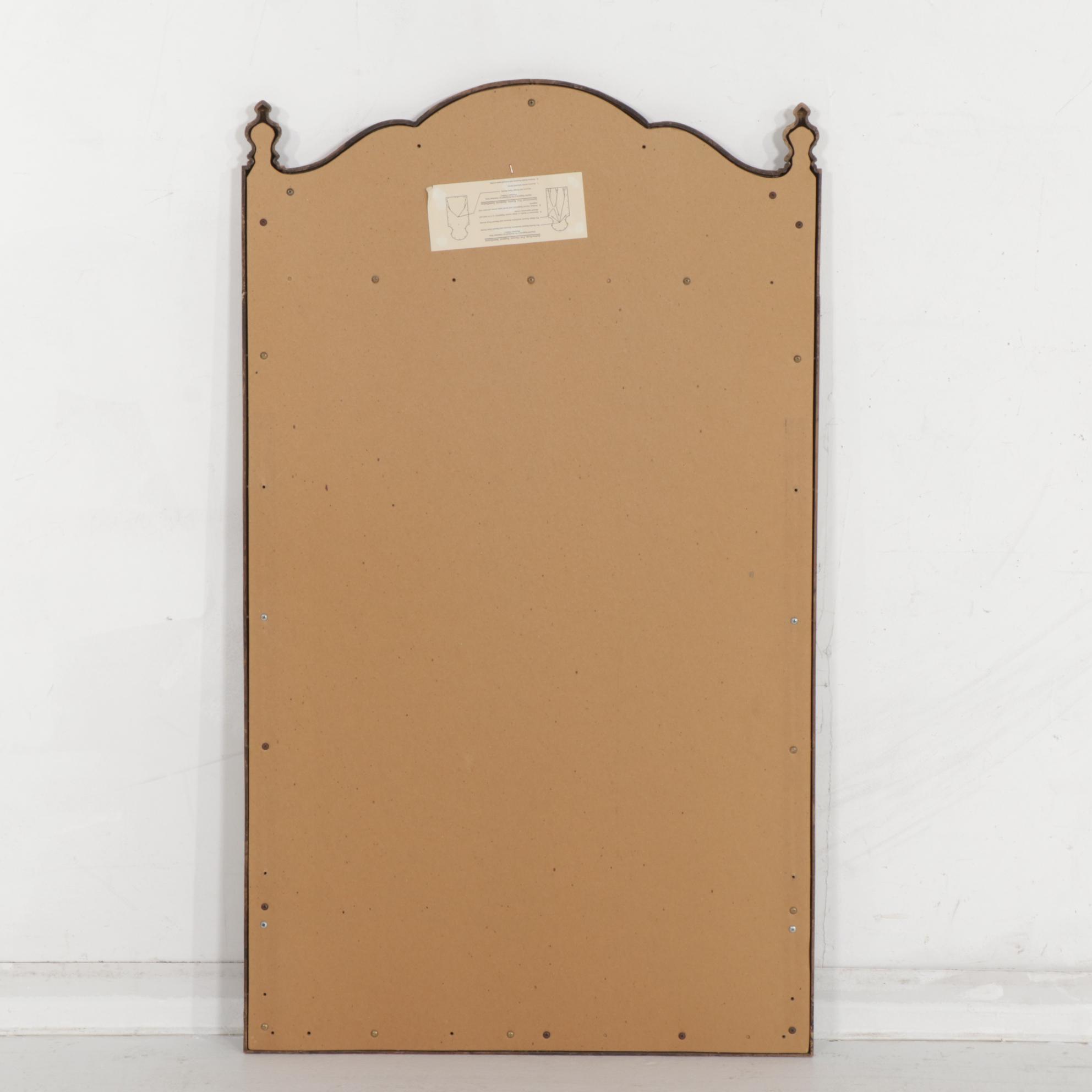 Spanish Baroque Style Fruitwood-Finished 5-Drawer Chest with Wall Mirror, 1970s