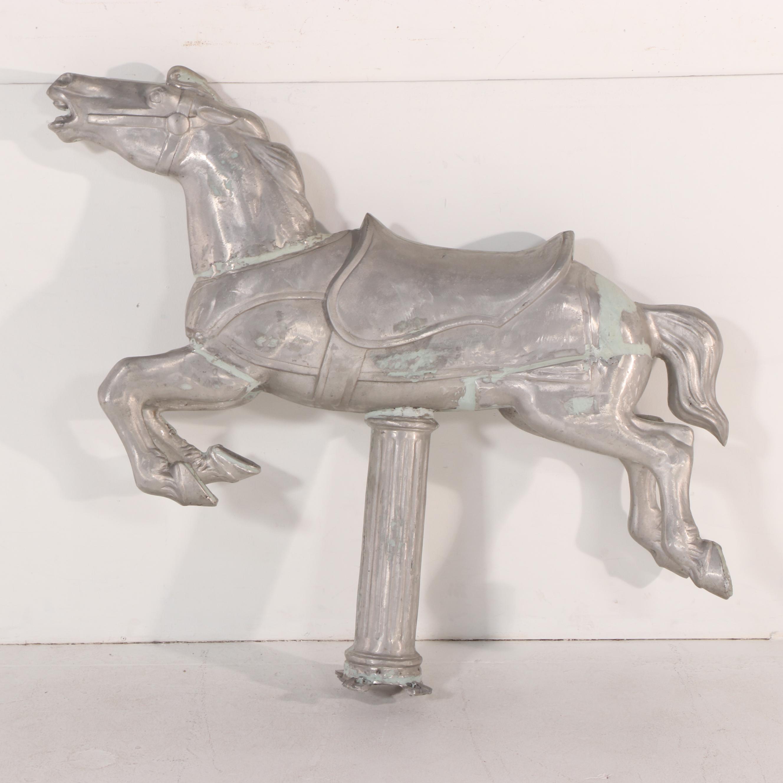 Coca-Cola Cast Aluminum Carousel Style Horse, Mid-20th Century