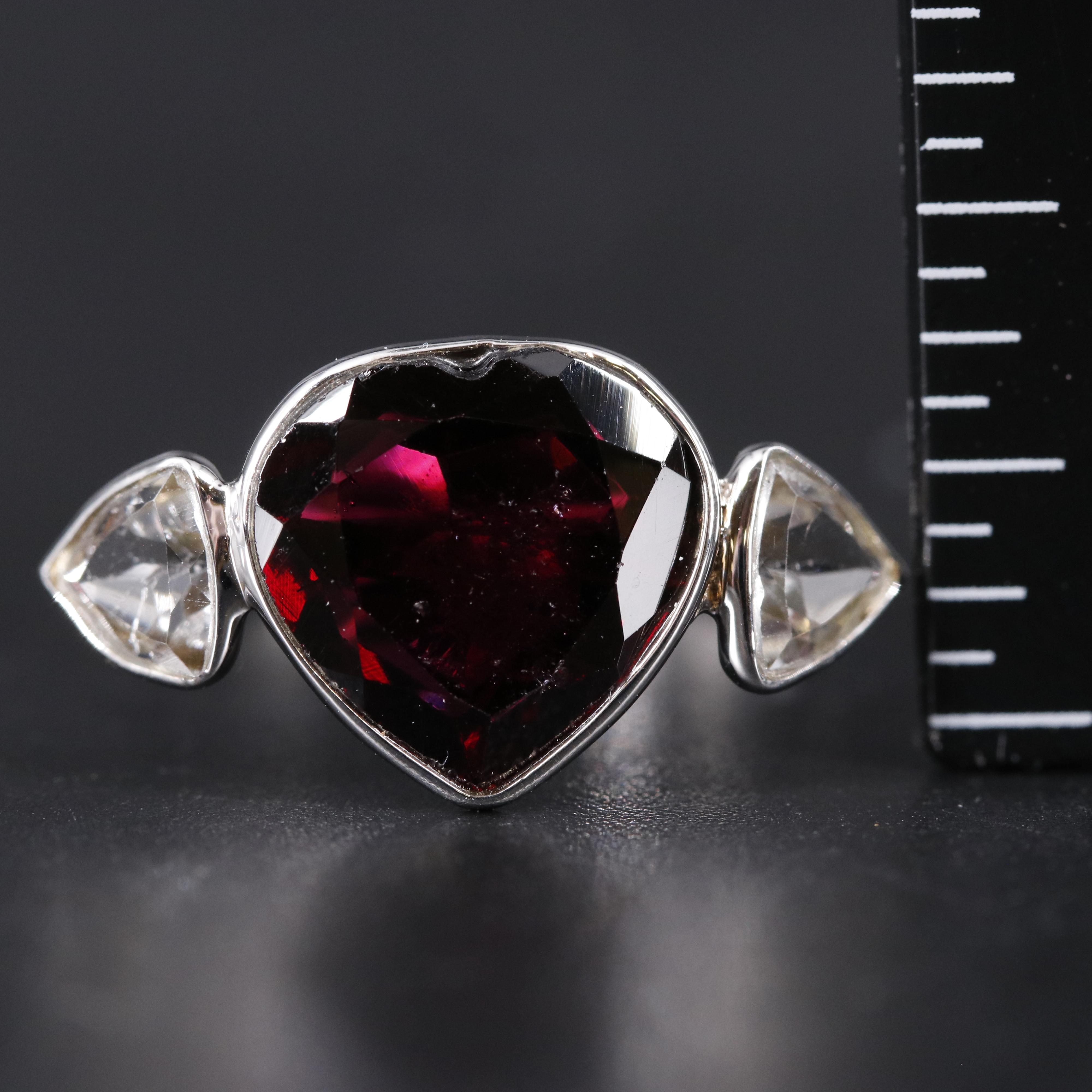 14K Garnet and White Topaz Ring