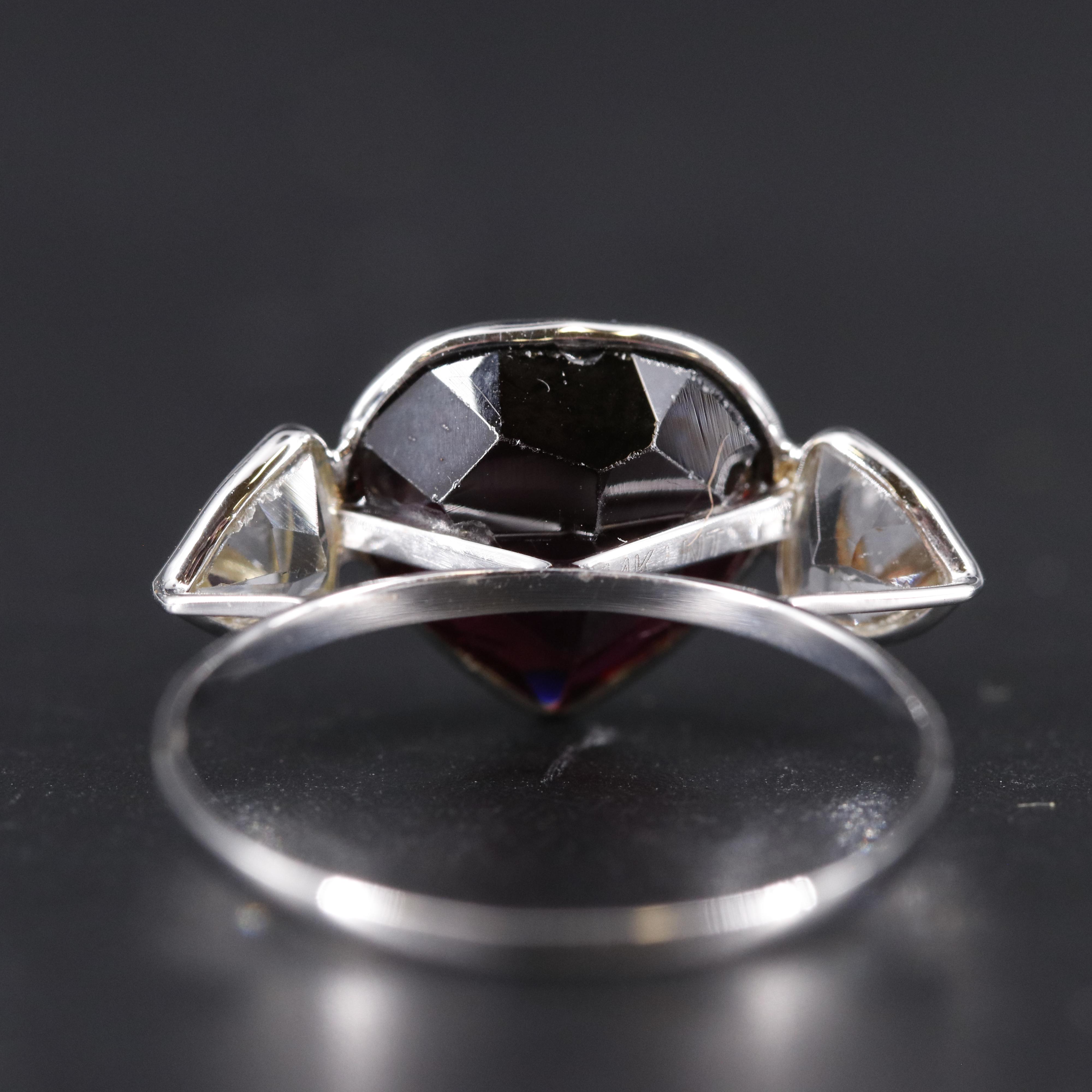 14K Garnet and White Topaz Ring