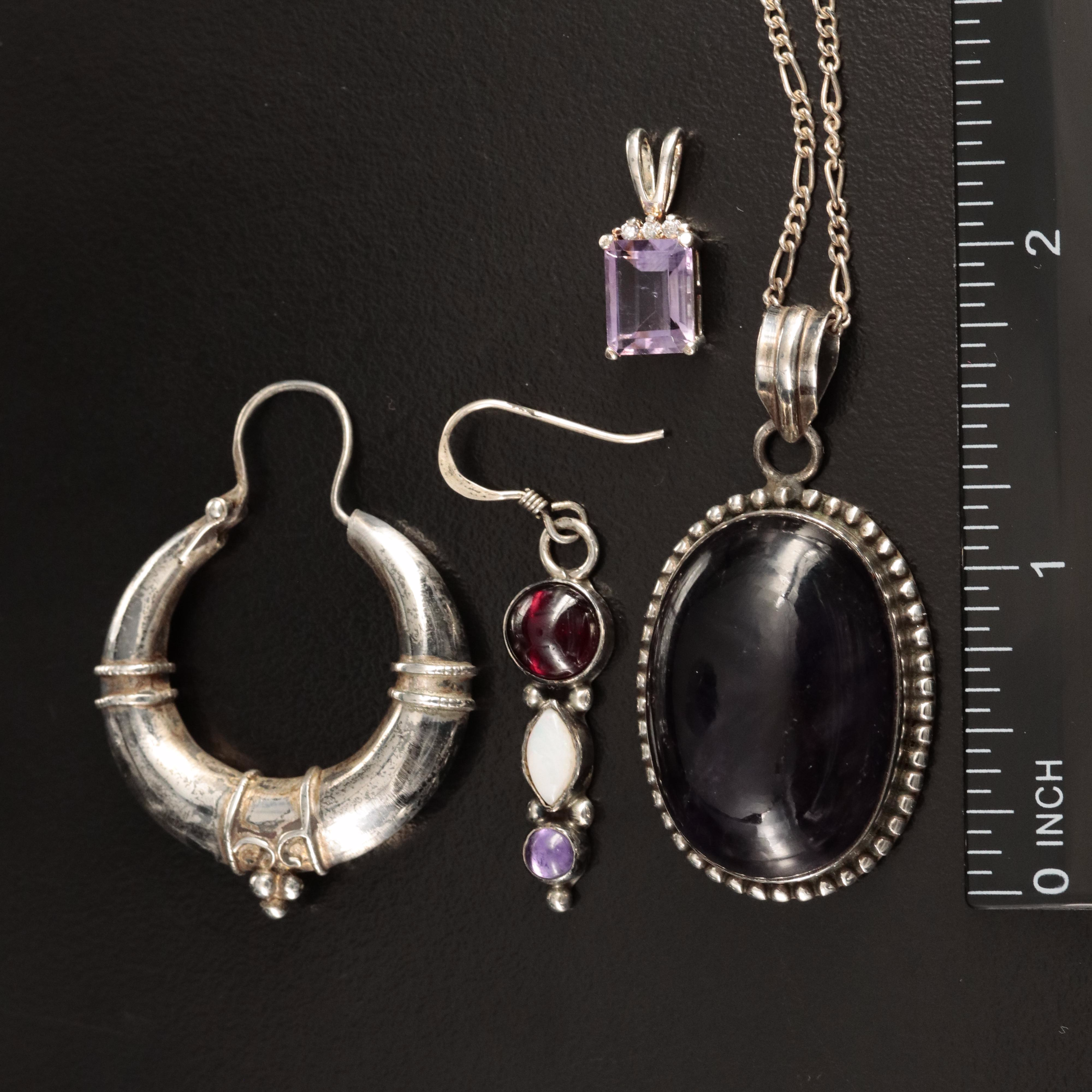 Sterling Jewelry Selection with Mother-of-Pearl and Amethyst