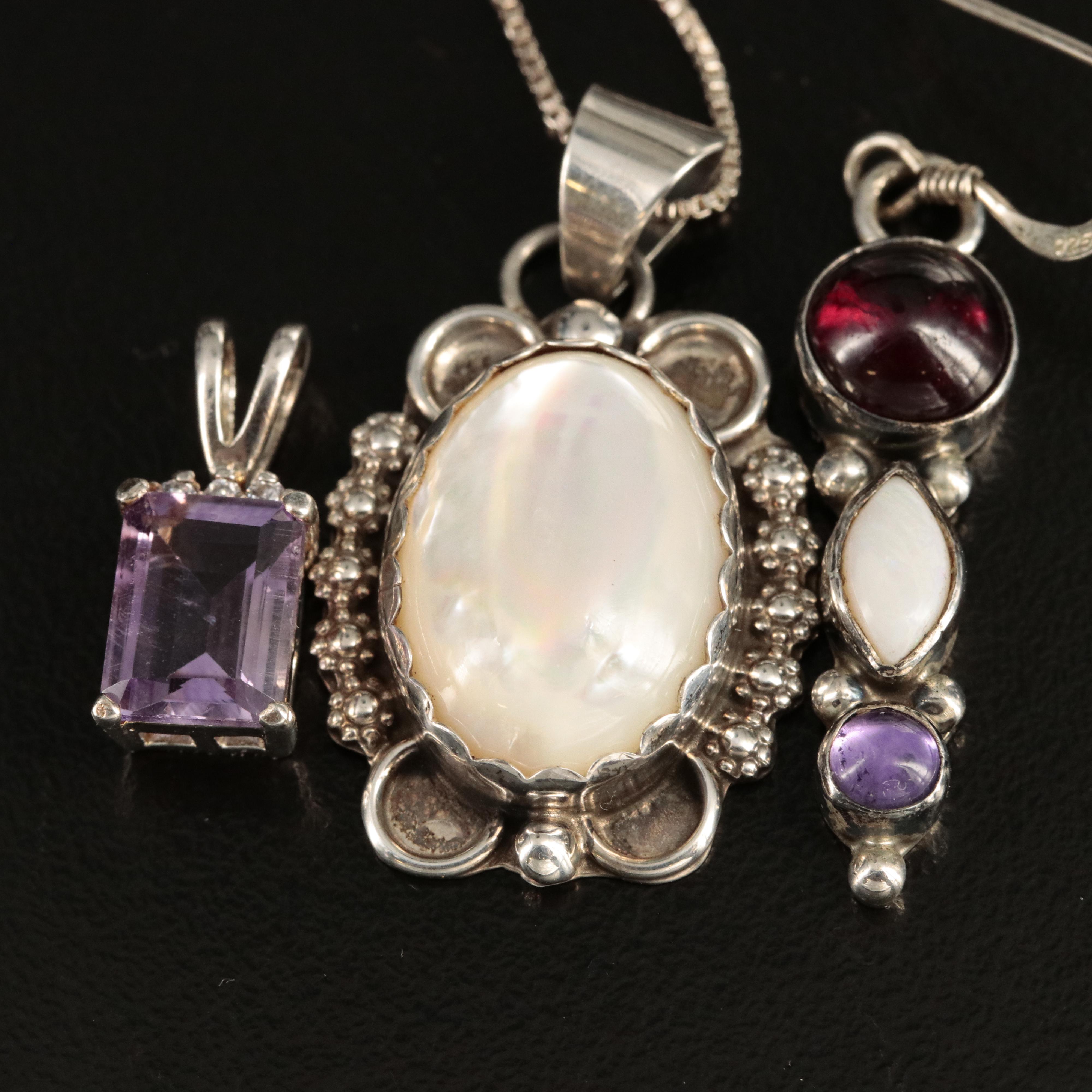 Sterling Jewelry Selection with Mother-of-Pearl and Amethyst