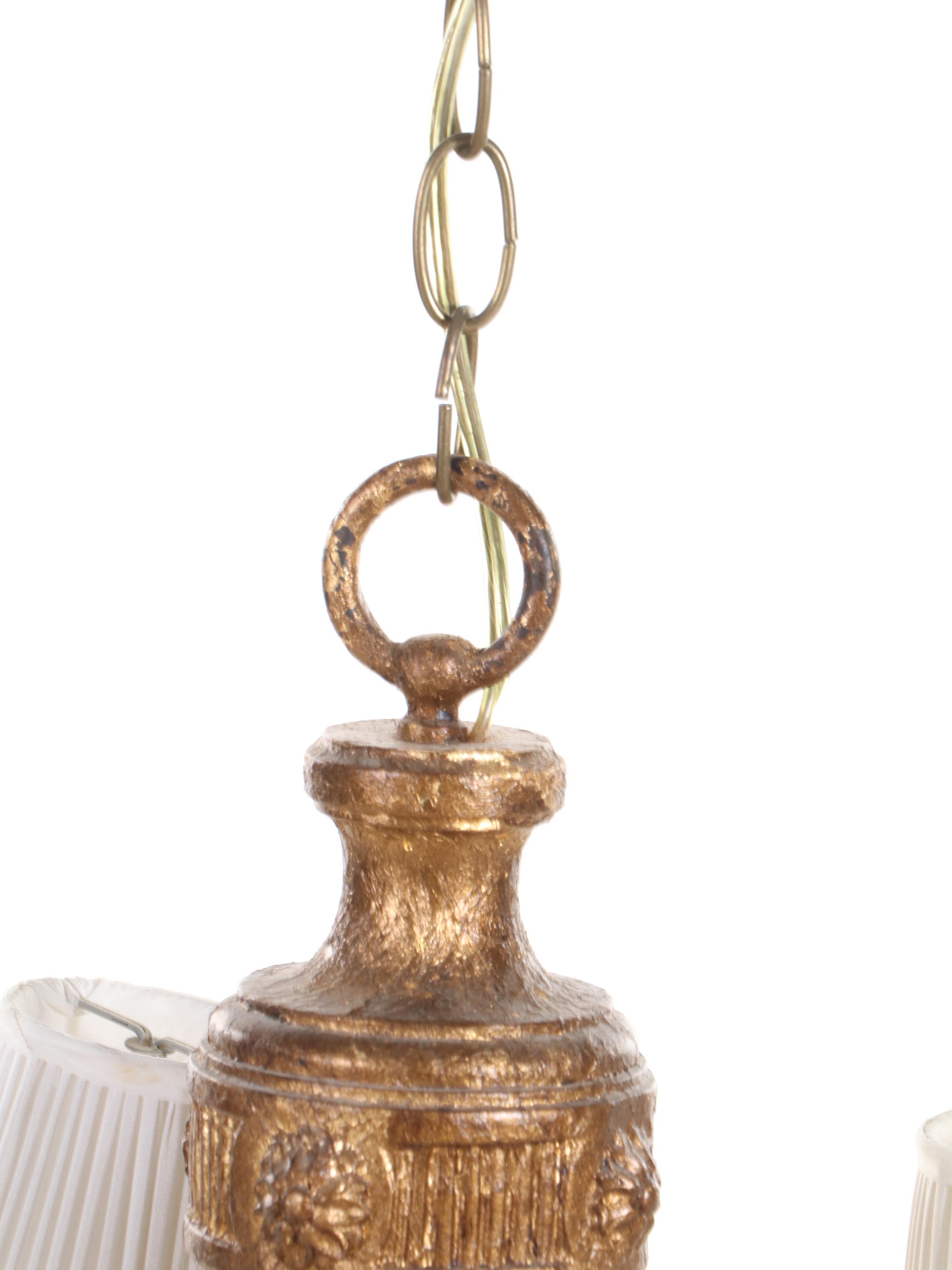 Neoclassical Gilt Metal Four-Arm Chandelier