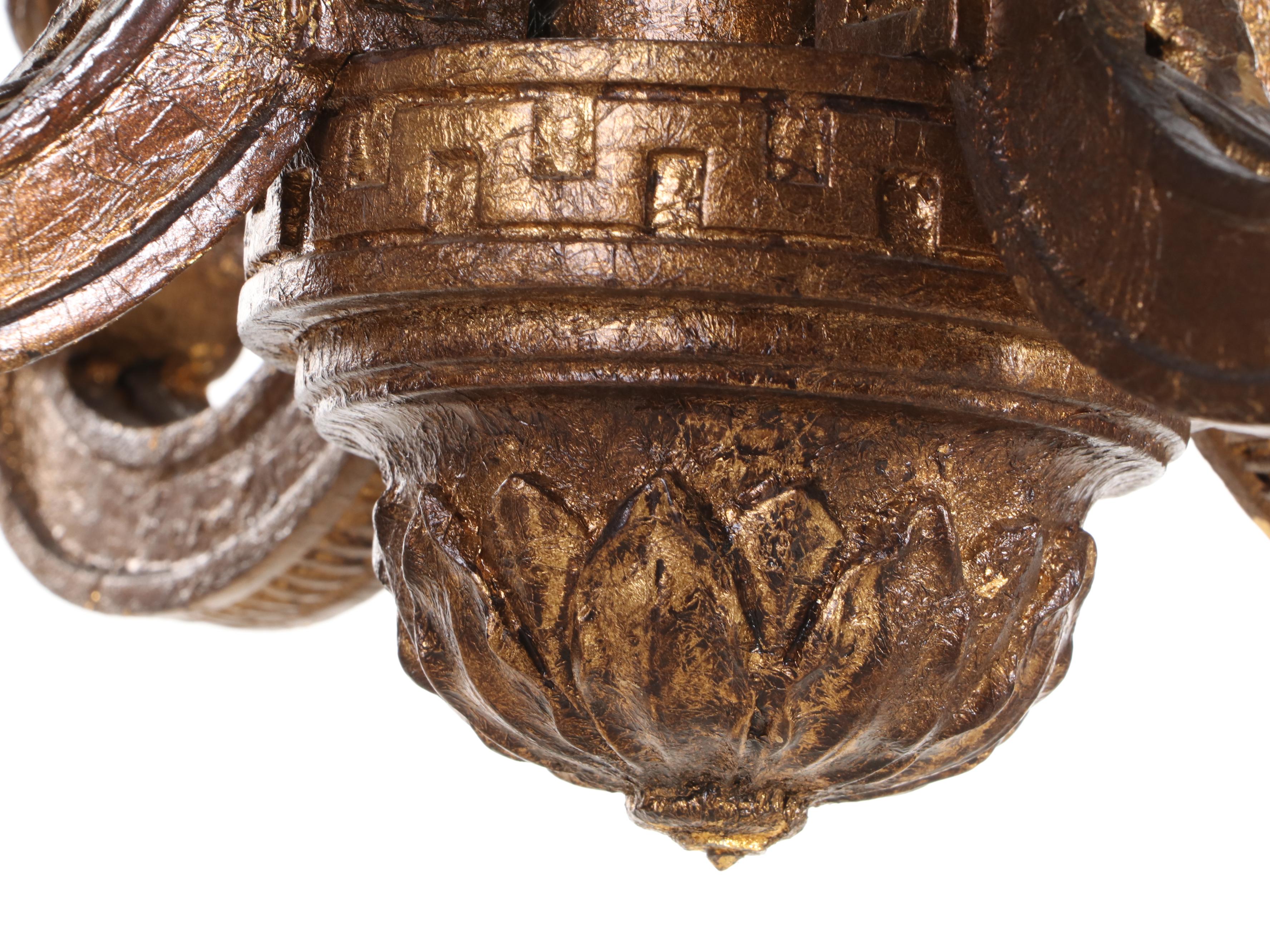 Neoclassical Gilt Metal Four-Arm Chandelier