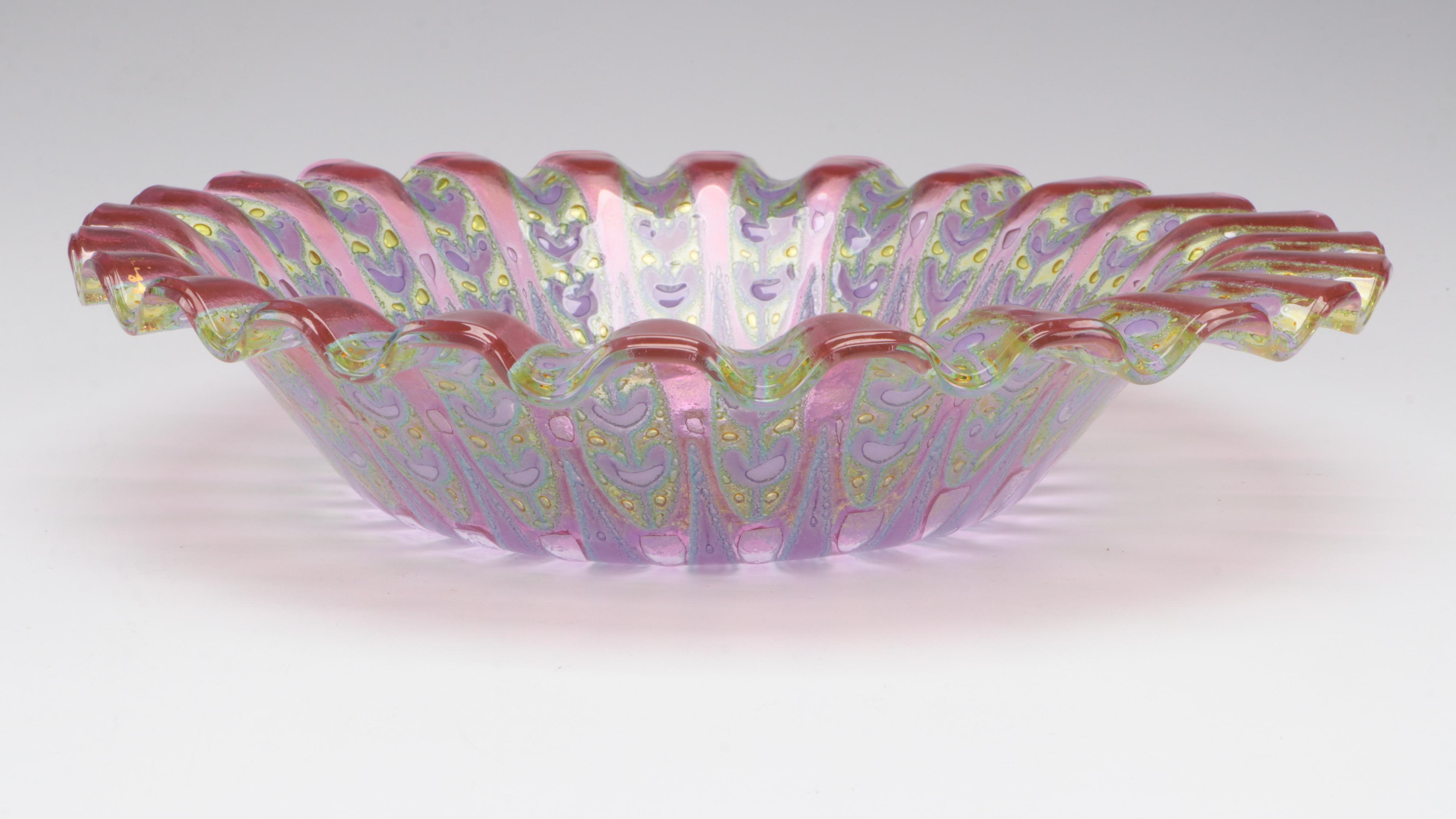 Higgins Fused Glass Fluted Bowl