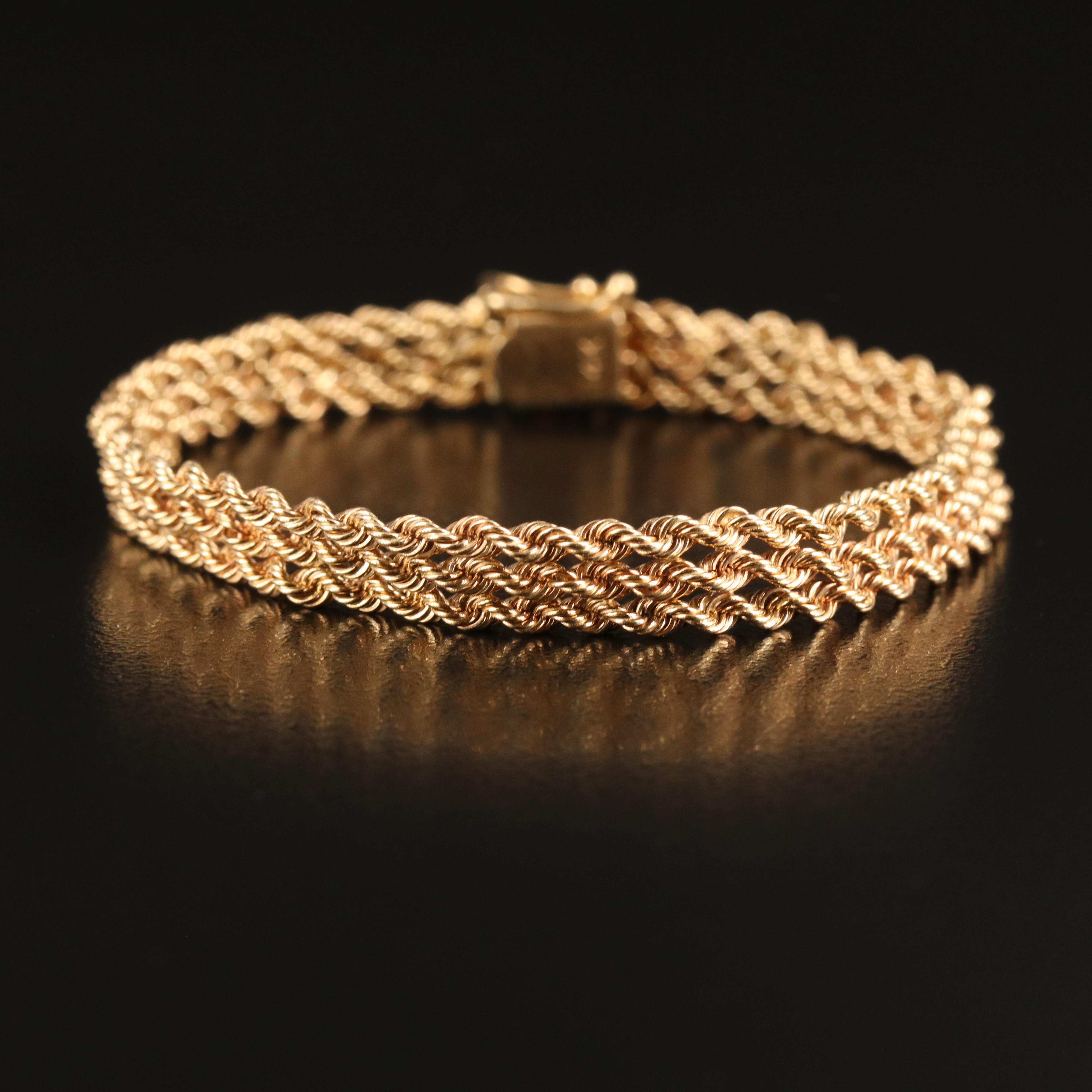 Vintage 14K Triple Rope Chain Bracelet