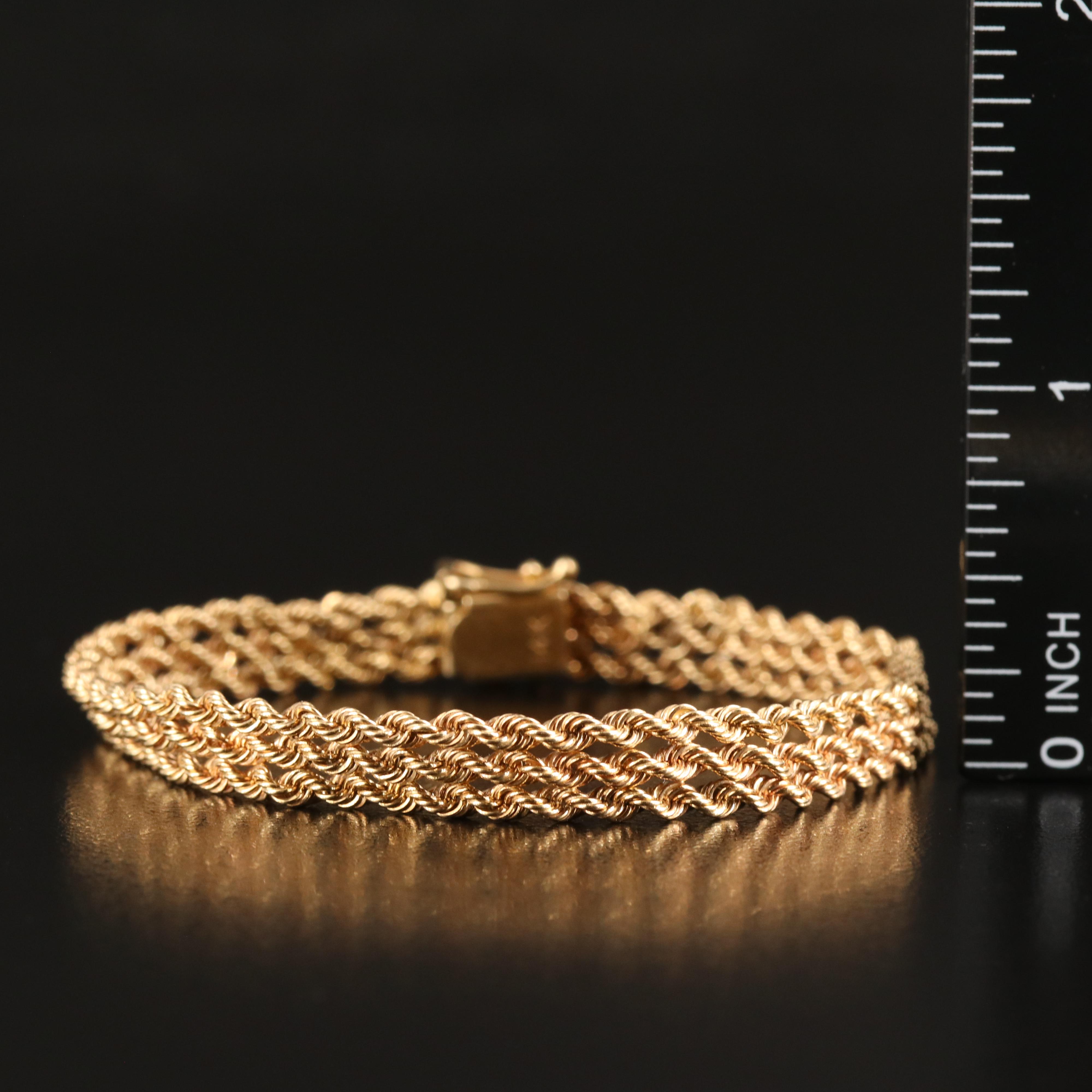 Vintage 14K Triple Rope Chain Bracelet