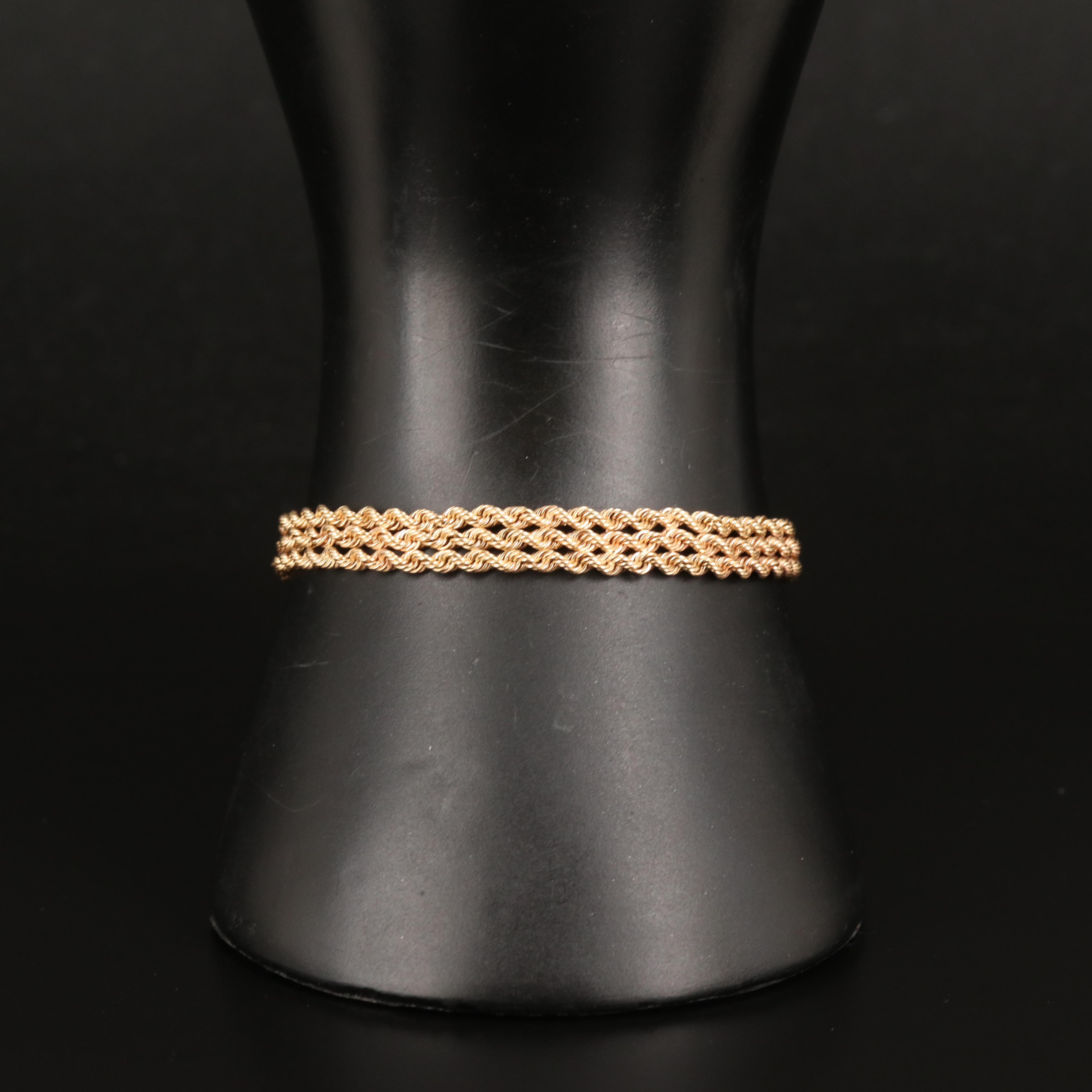 Vintage 14K Triple Rope Chain Bracelet