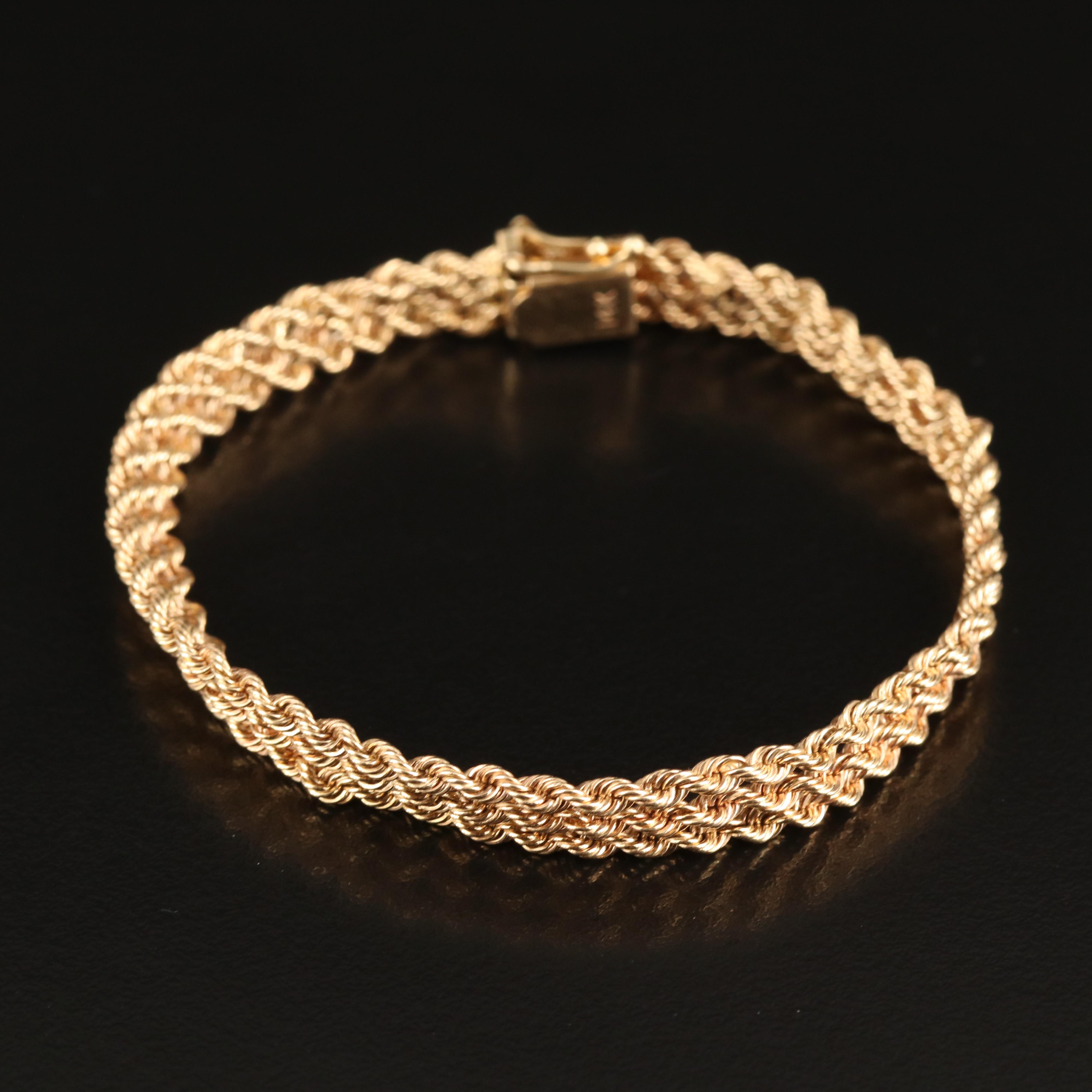 Vintage 14K Triple Rope Chain Bracelet