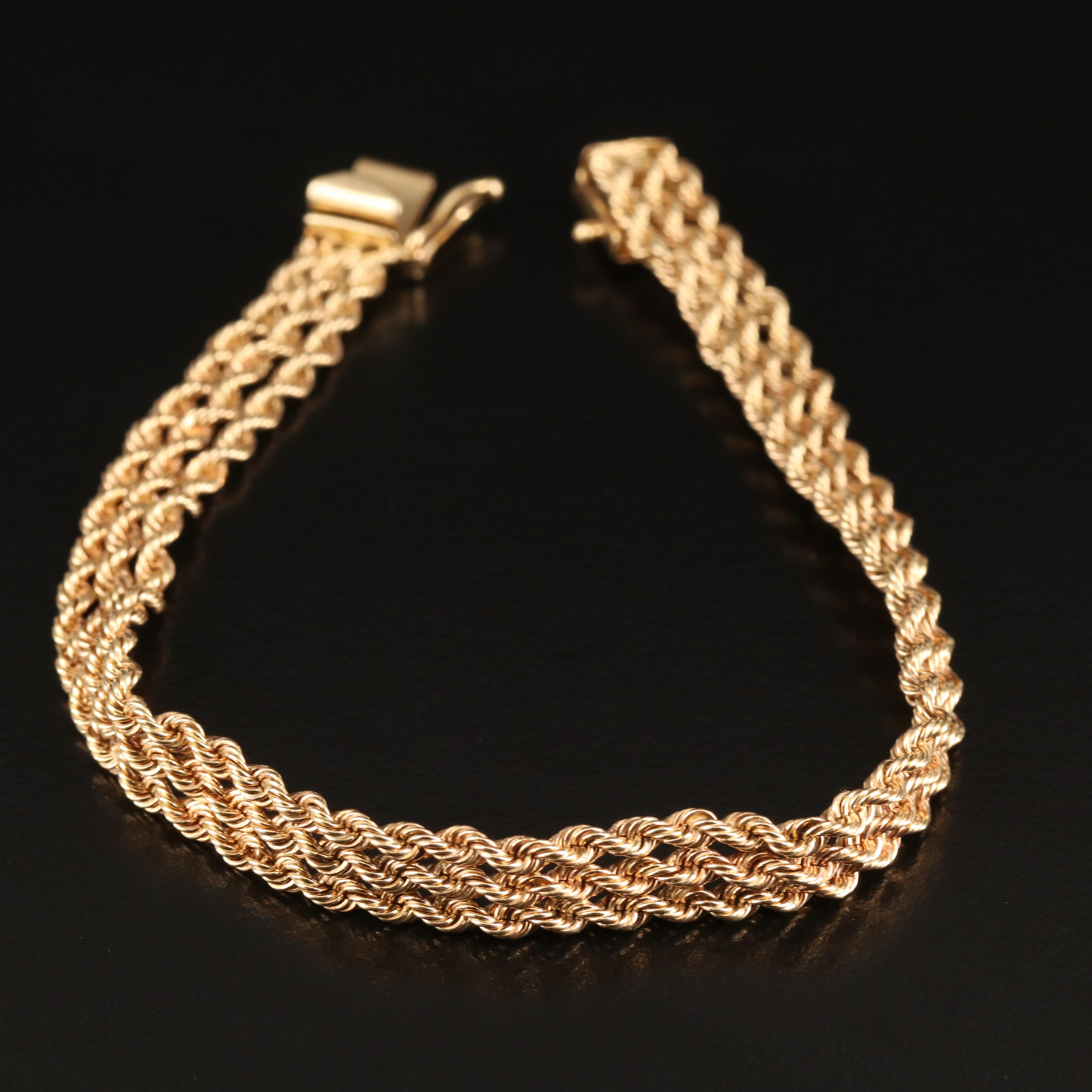 Vintage 14K Triple Rope Chain Bracelet