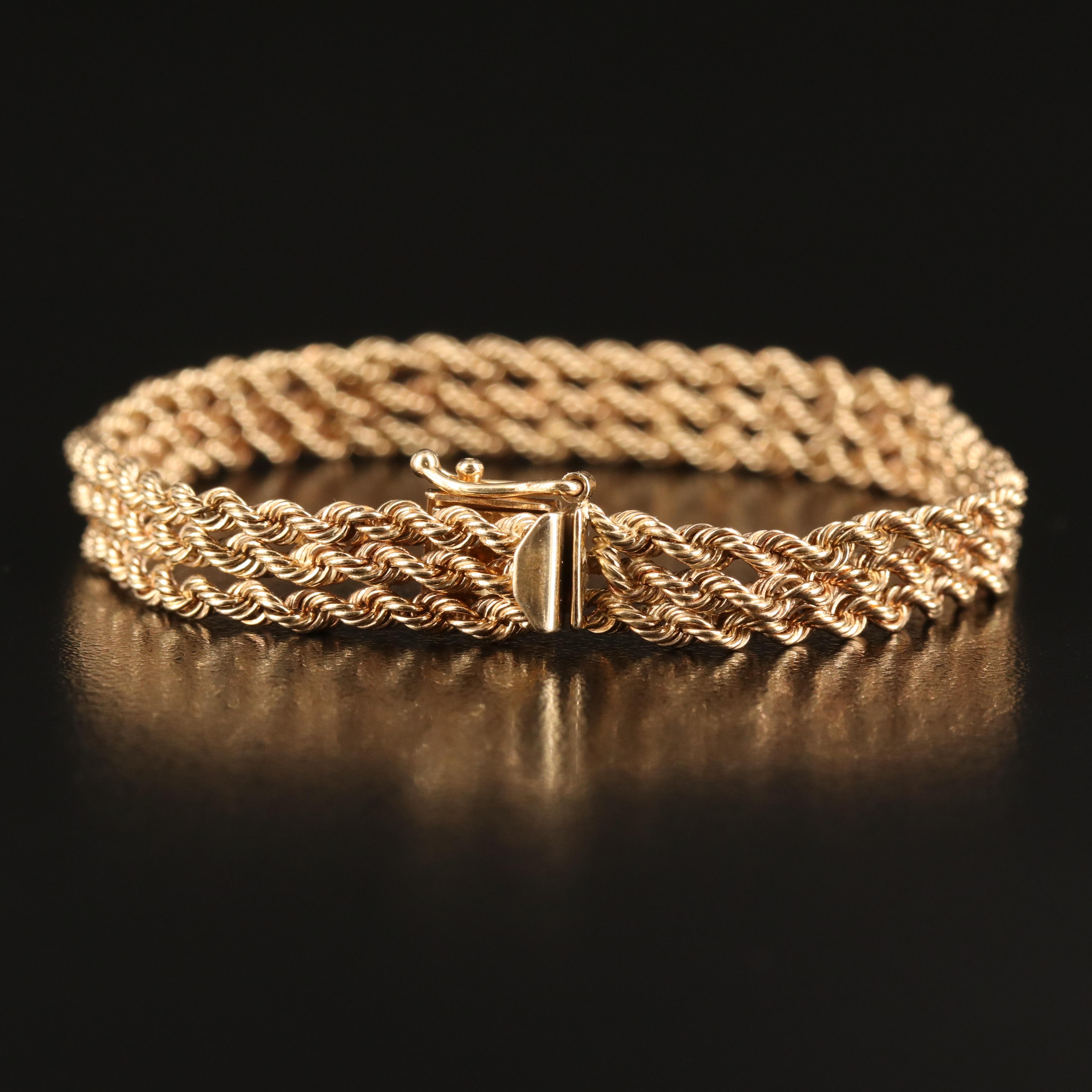 Vintage 14K Triple Rope Chain Bracelet