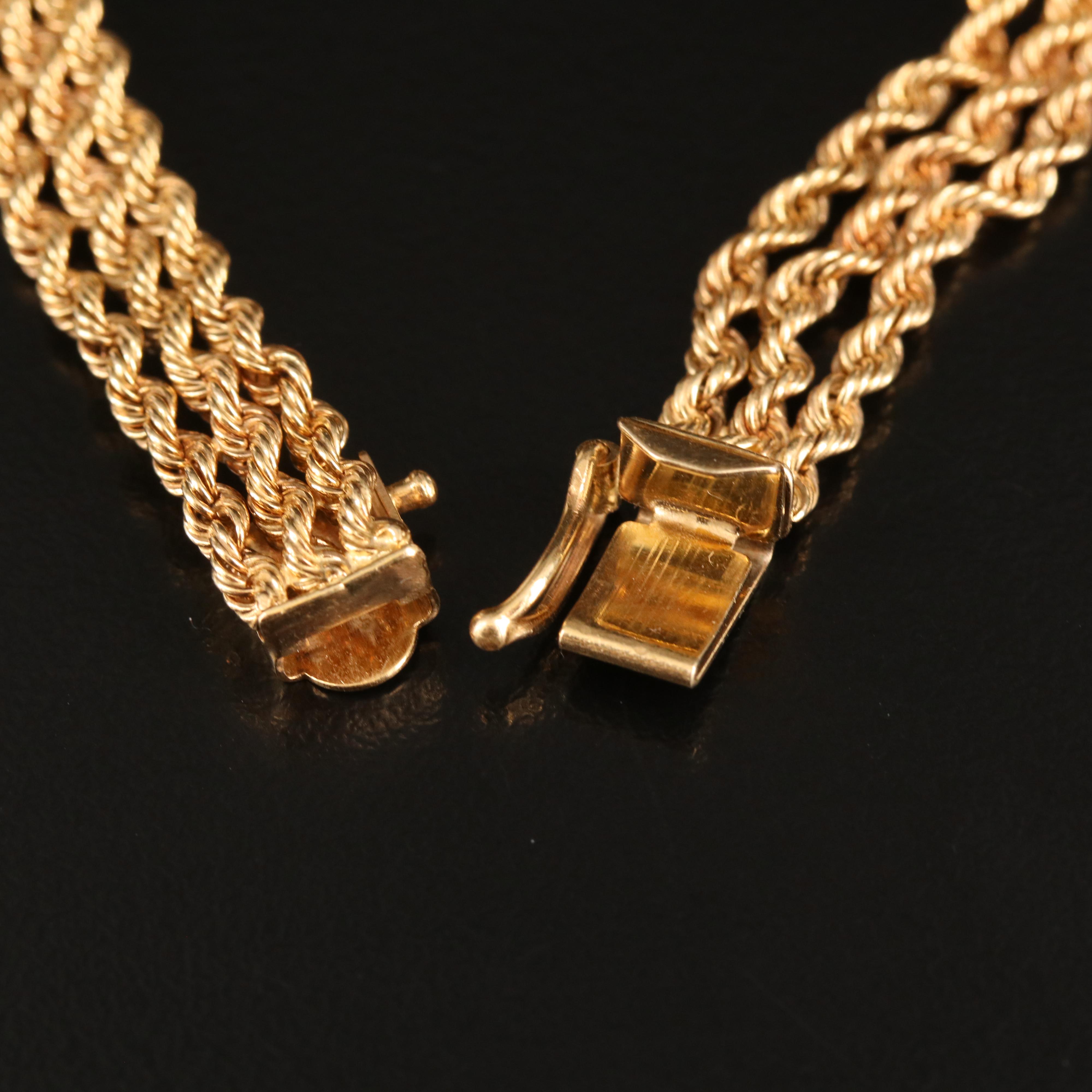 Vintage 14K Triple Rope Chain Bracelet