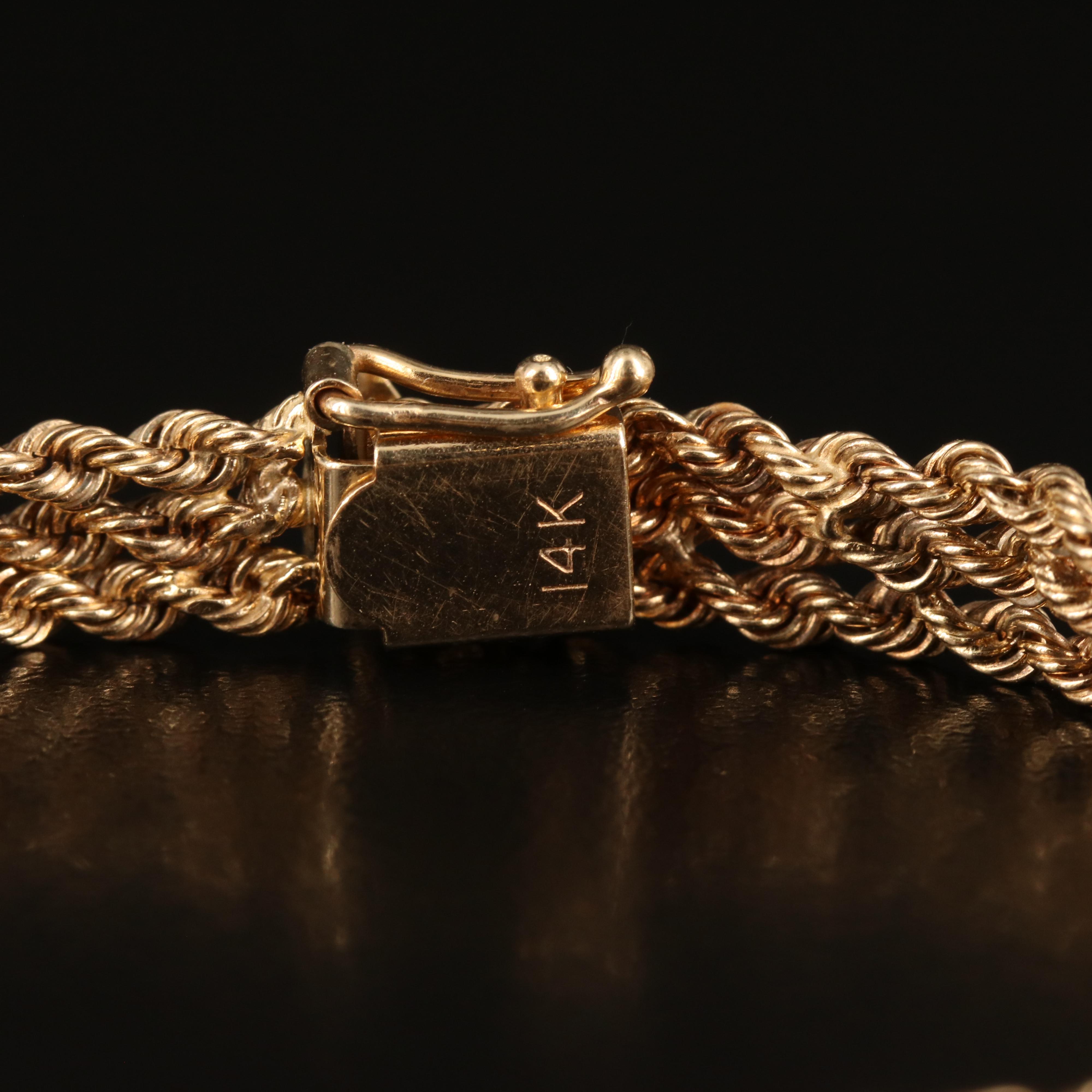 Vintage 14K Triple Rope Chain Bracelet