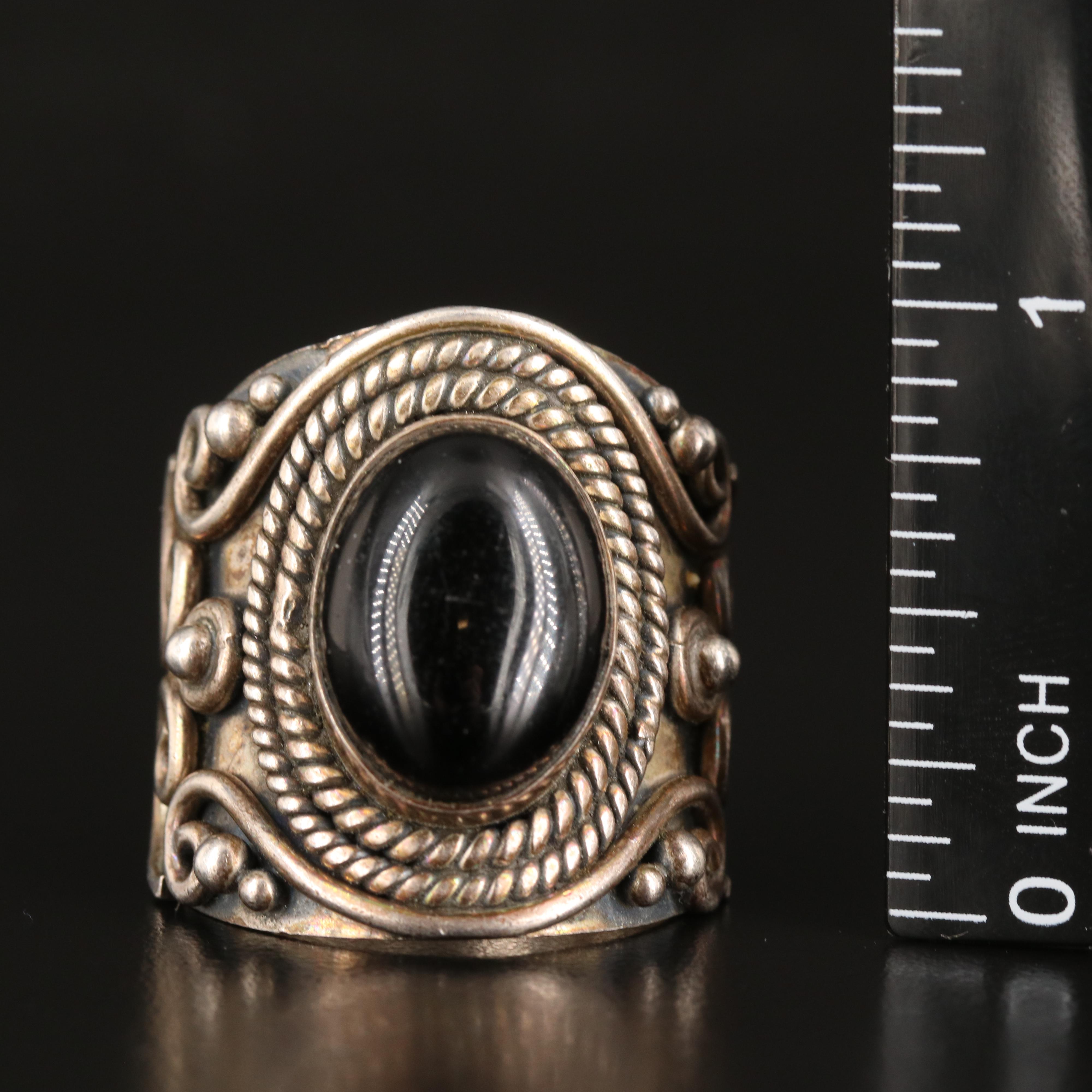 Vintage Sterling Black Onyx Ring
