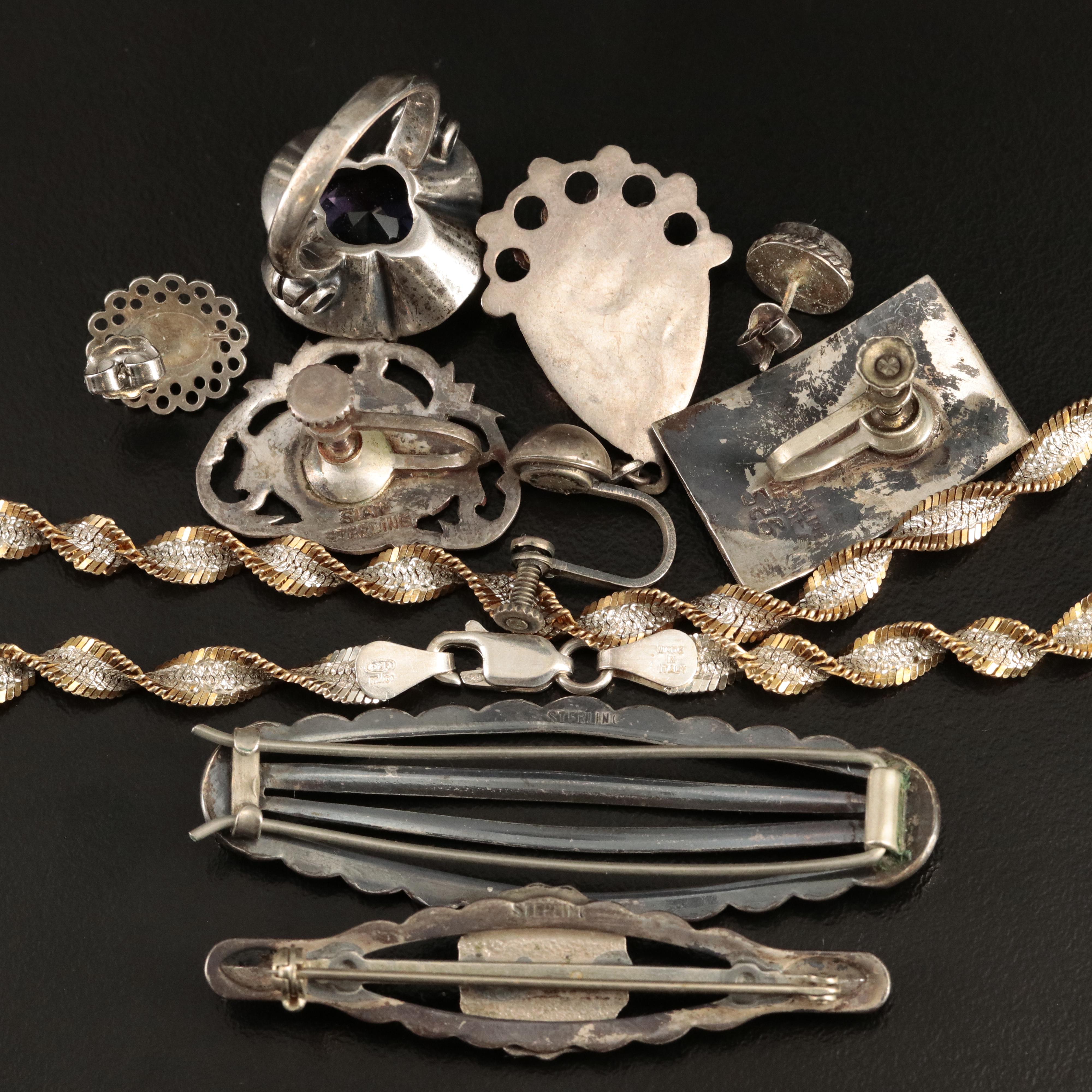 Vintage and Mexican Sterling Jewelry Selection with Abalone and Opal Triplet