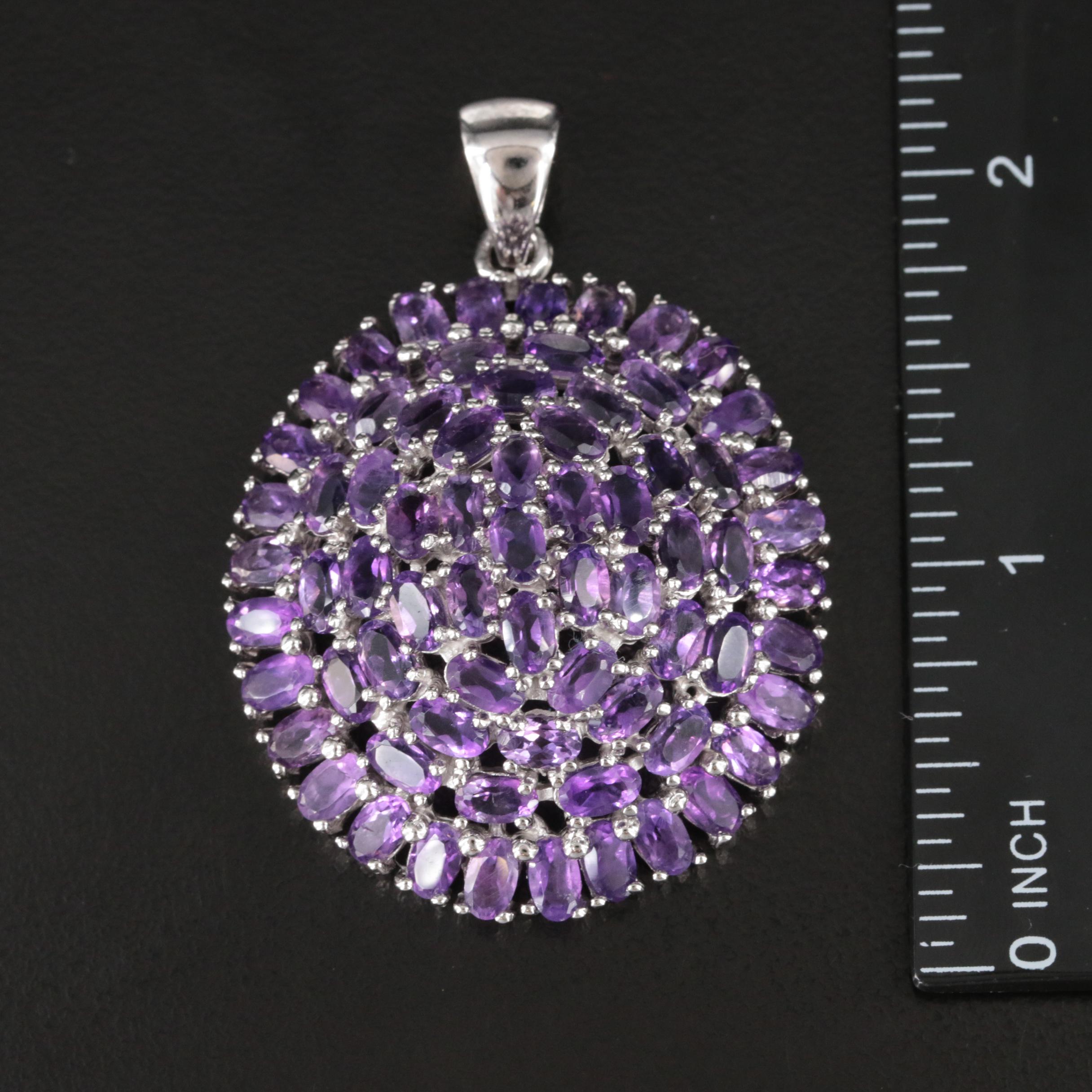 Sterling Amethyst Medallion Pendant