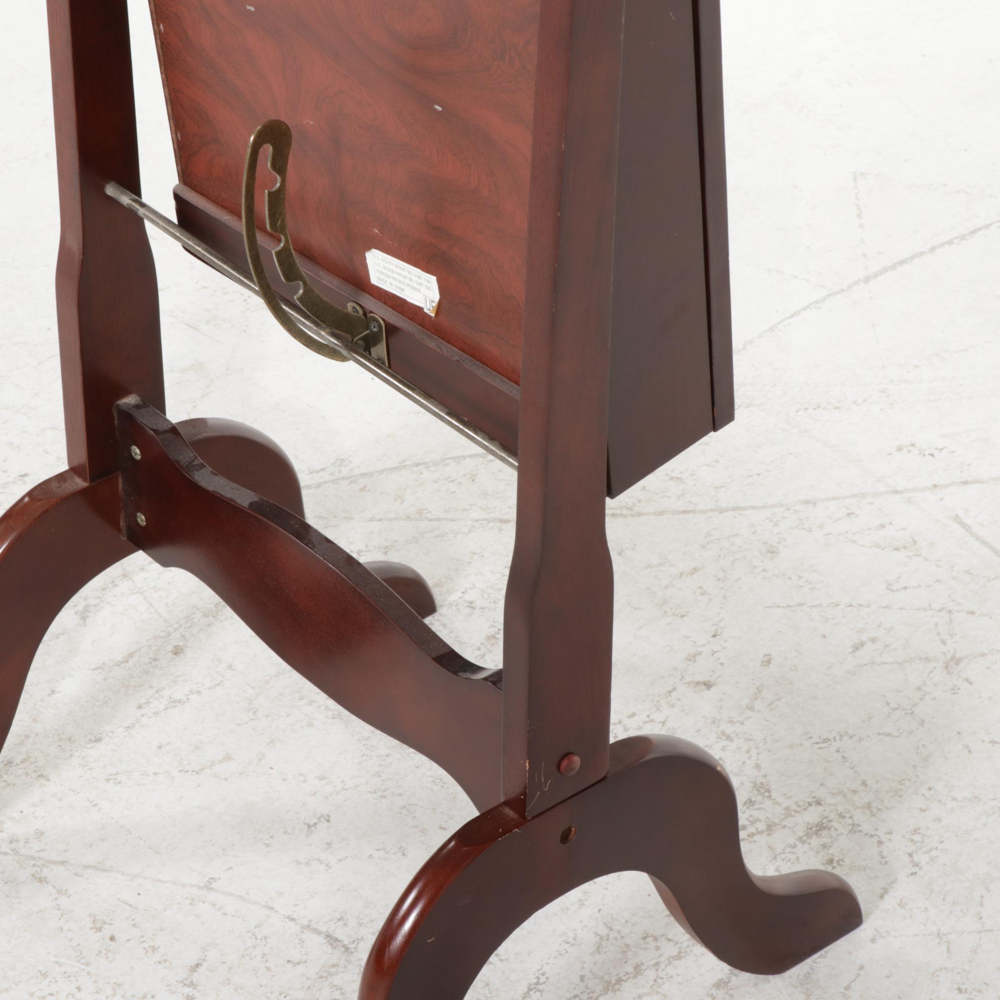 Federal Style Cherry-Stained Floor Mirror with Jewelry Storage, Late 20th C.