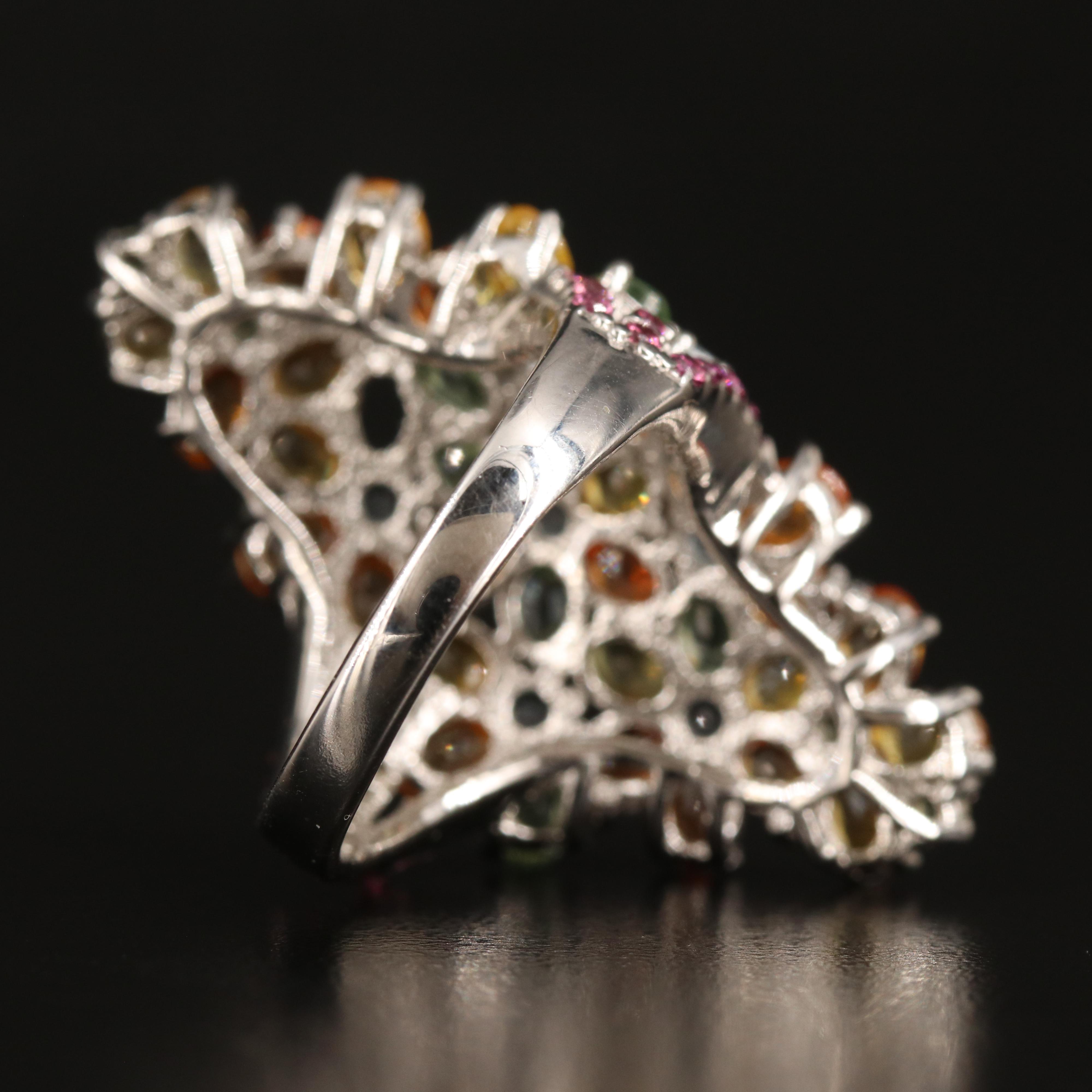 Sterling Sapphire Floral Cluster Ring