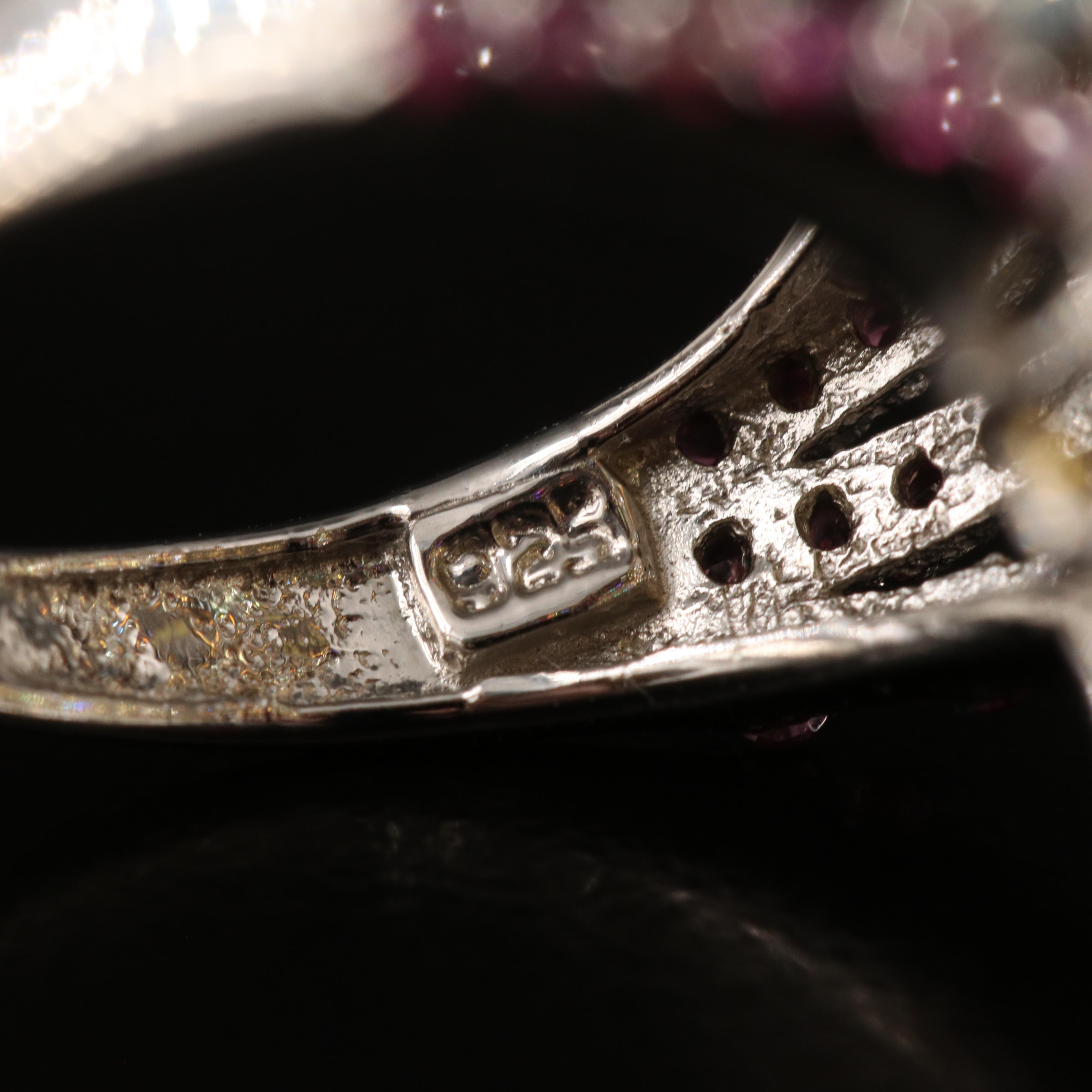 Sterling Sapphire Floral Cluster Ring