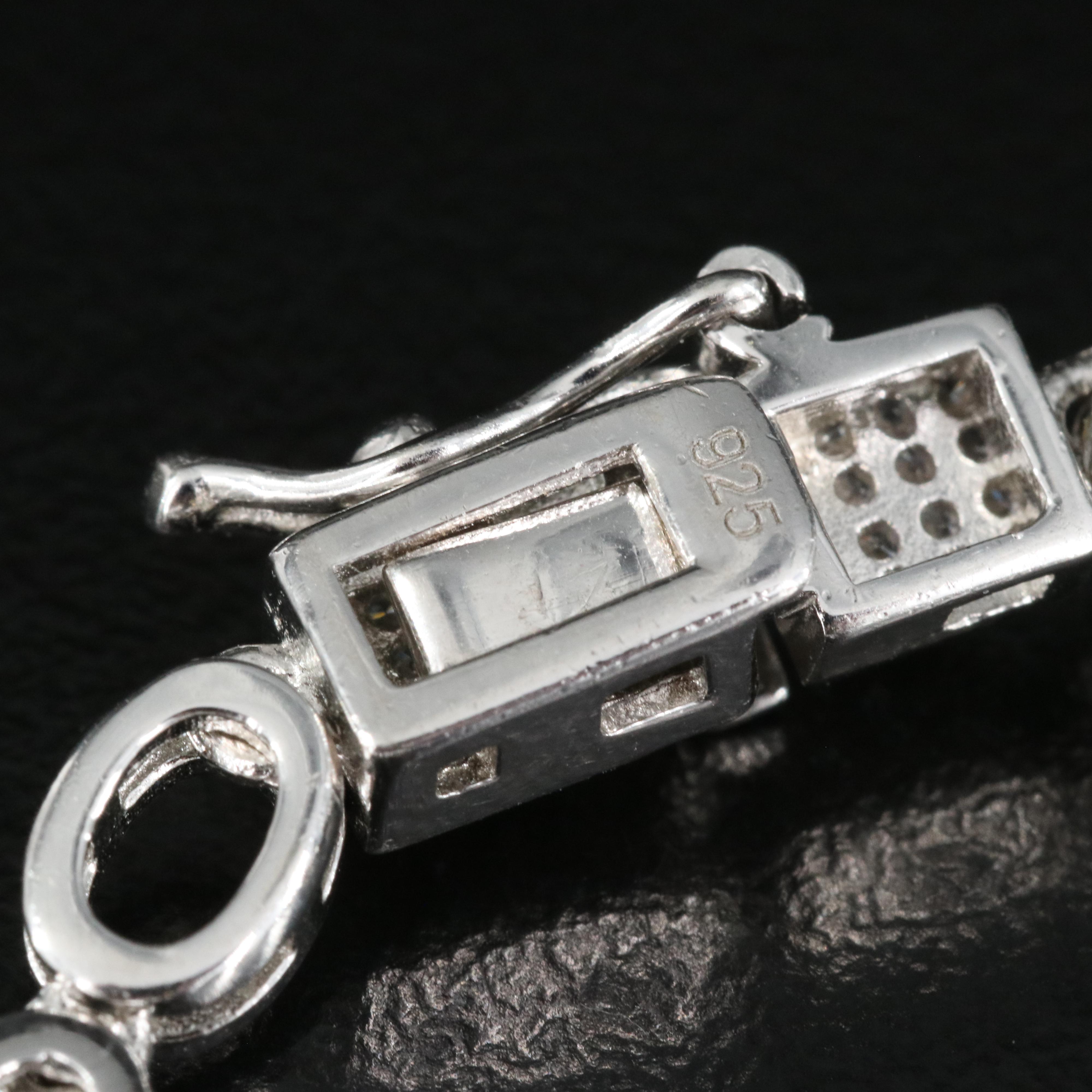 Sterling Sapphire, Black Onyx and Cubic Zirconia Necklace