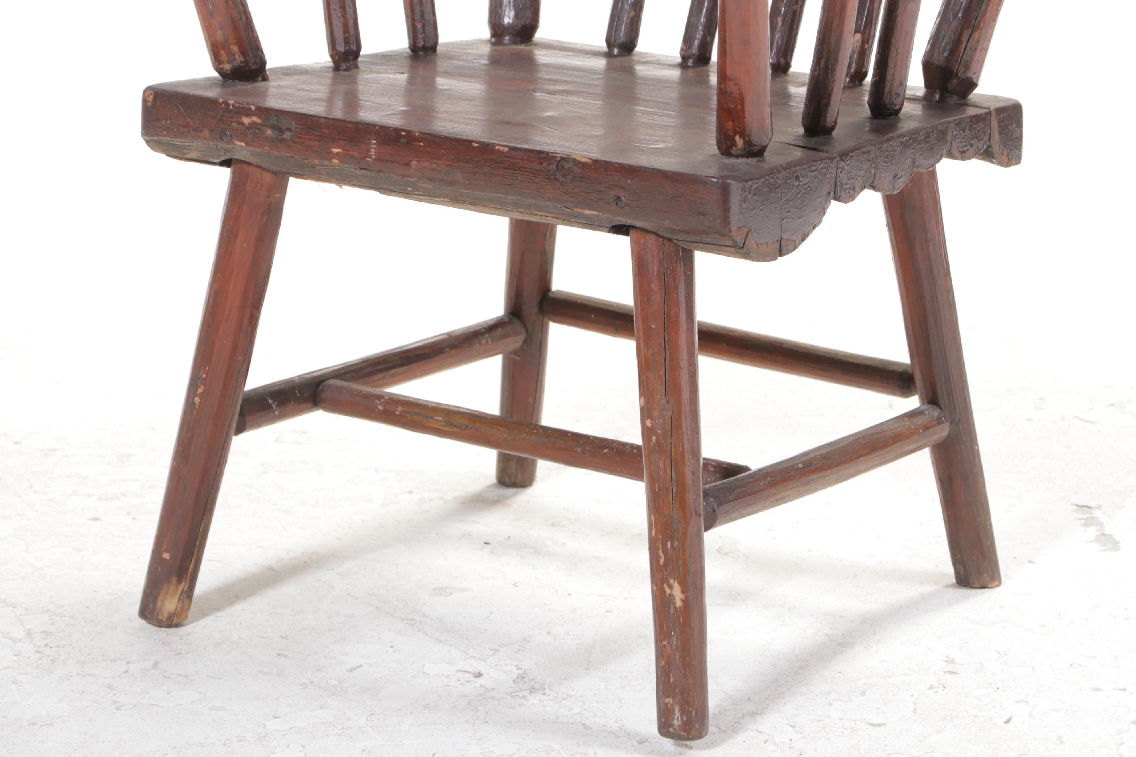 Rustic Pine Spindle-Back Armchair, 20th Century