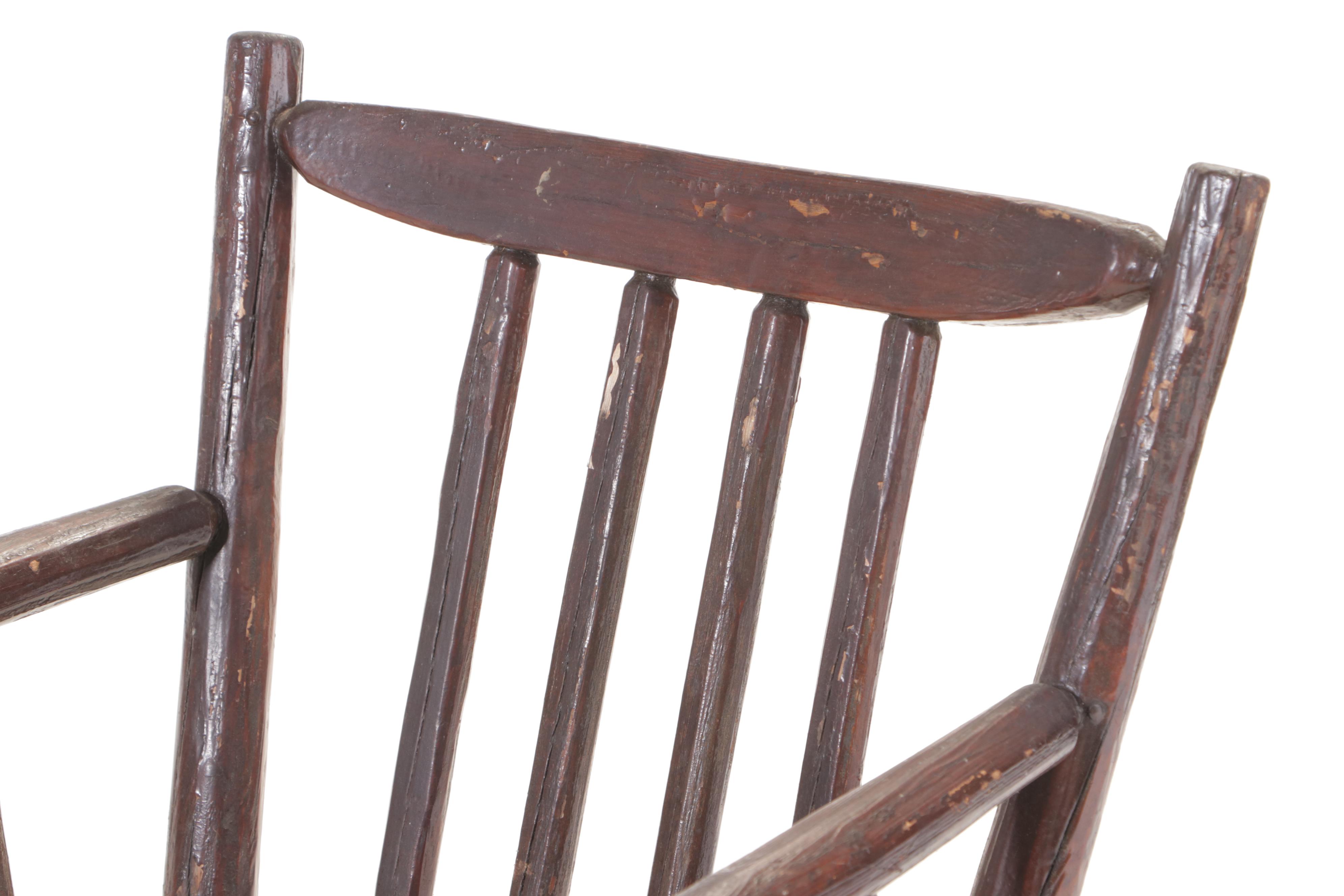 Rustic Pine Spindle-Back Armchair, 20th Century