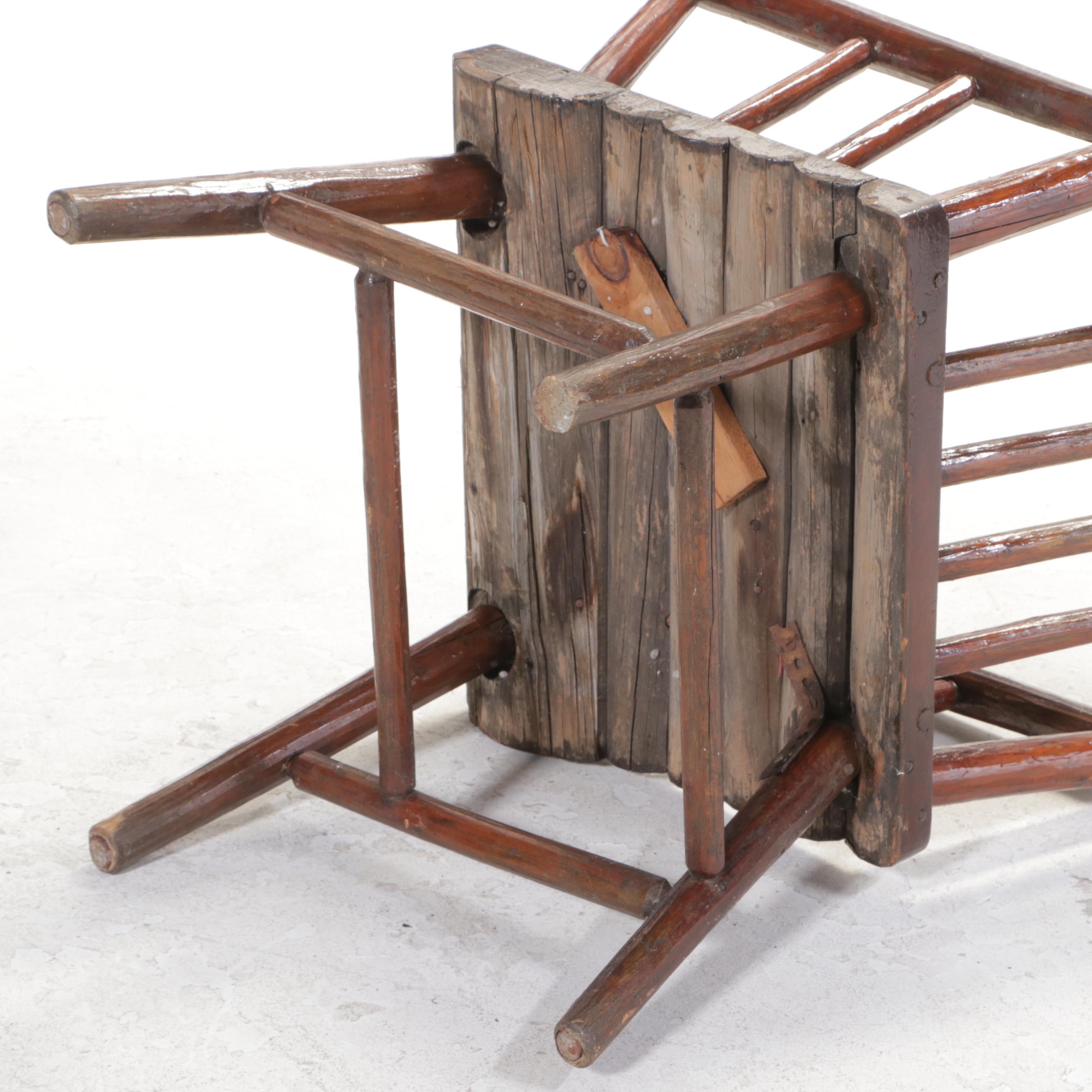 Rustic Pine Spindle-Back Armchair, 20th Century