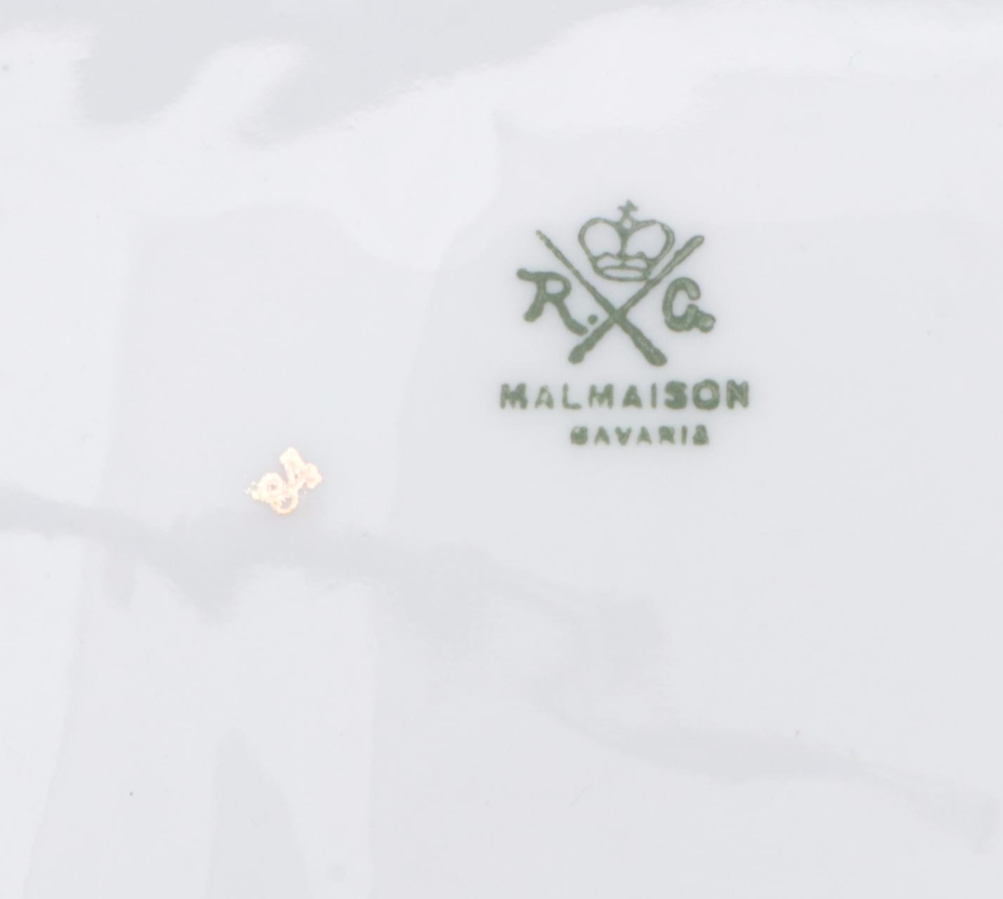 Rosenthal Porcelain Scalloped Green with Pink Roses Decorative Bowl, 1891-1906